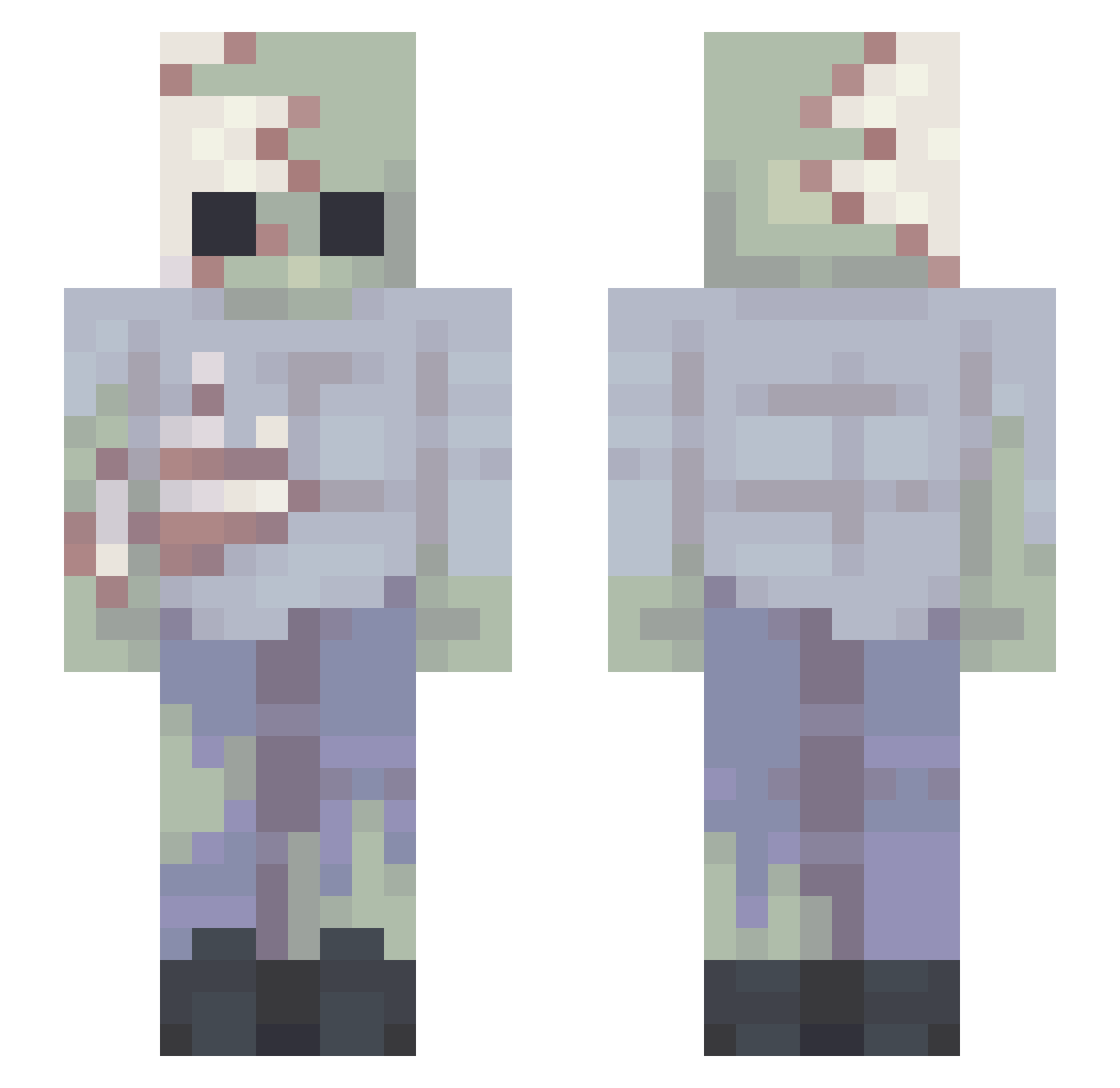 CamrynIsBored Minecraft skin, front and back view