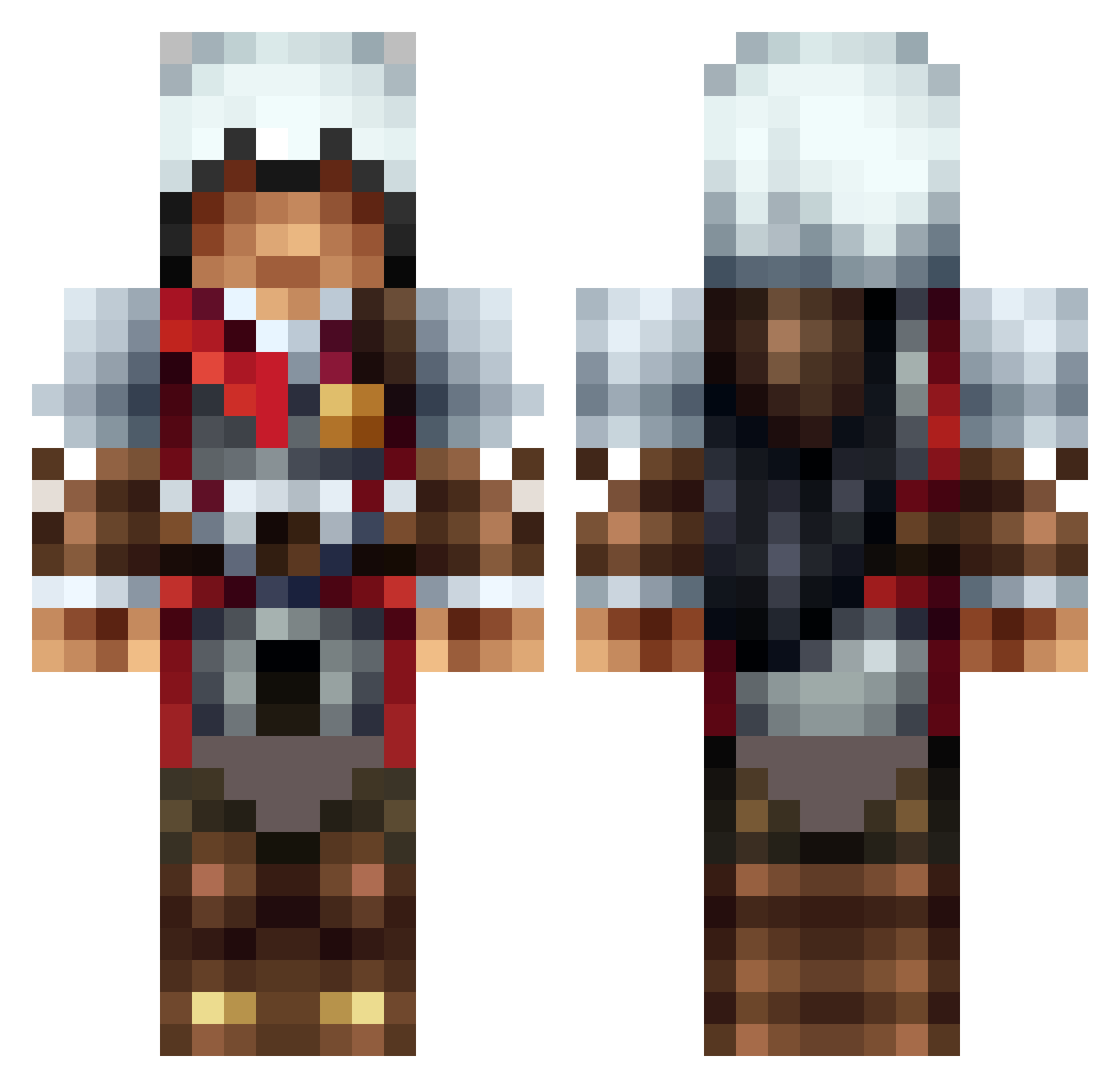 Trinomial Minecraft skin, front and back view