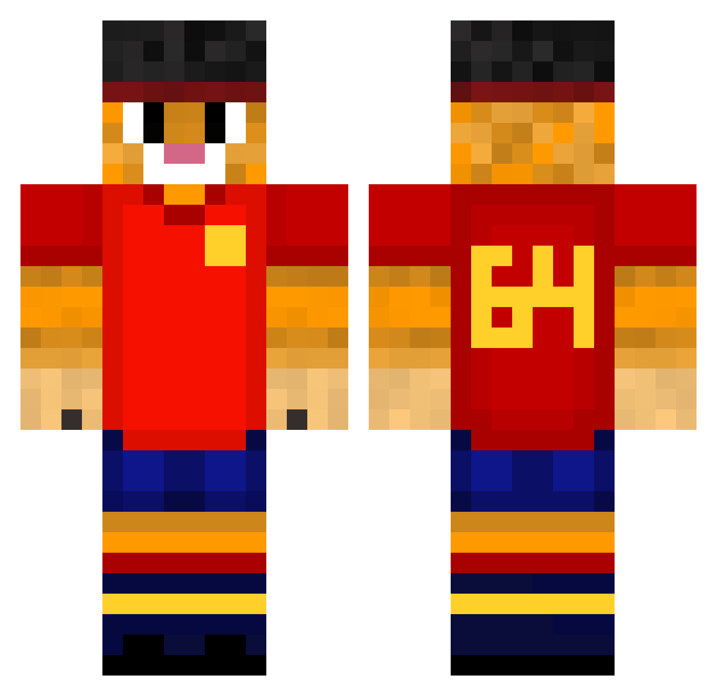 XIPIXD Minecraft skin, front and back view