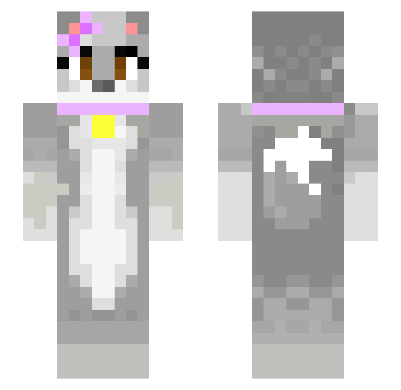 Alaki Minecraft skin, front and back view