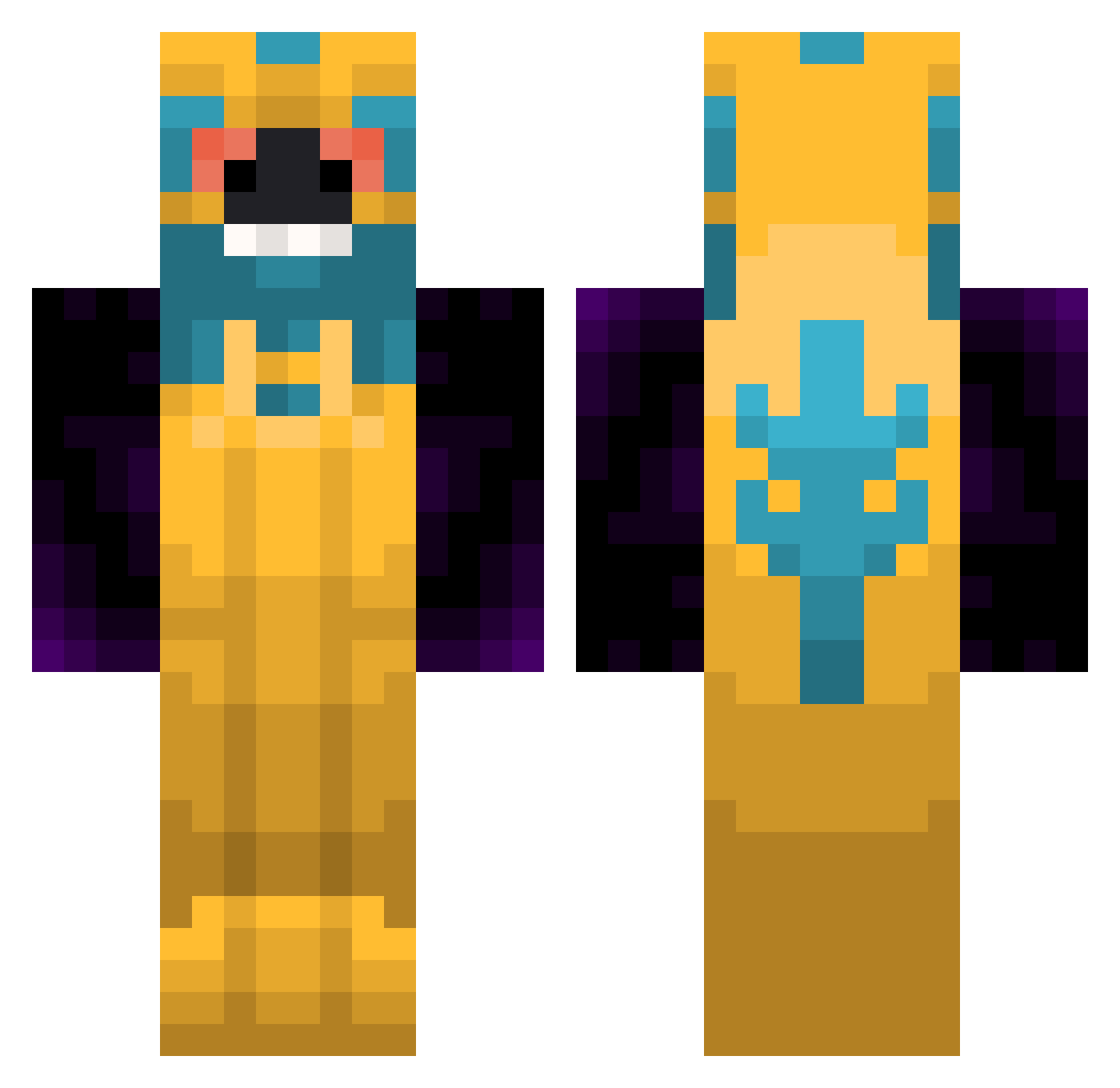 Xando3000 Minecraft skin, front and back view