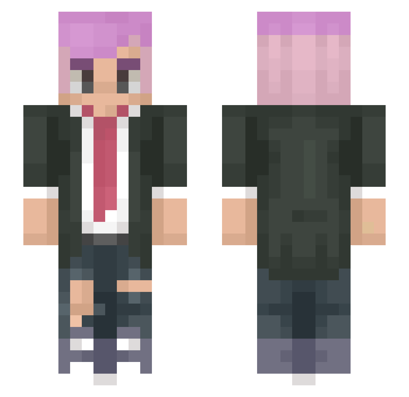 Skipzo Minecraft skin, front and back view