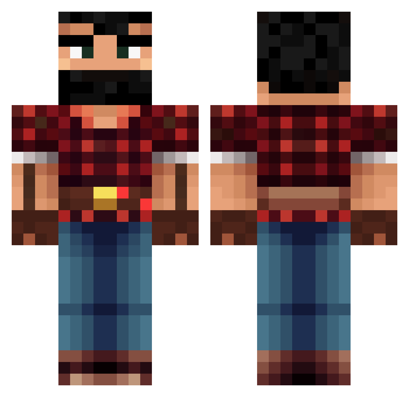 Alex_Bolt Minecraft skin, front and back view
