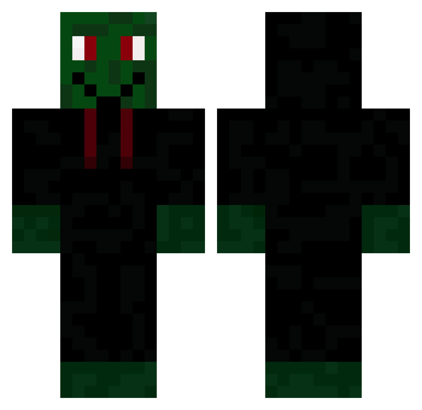 spiderchop Minecraft skin, front and back view