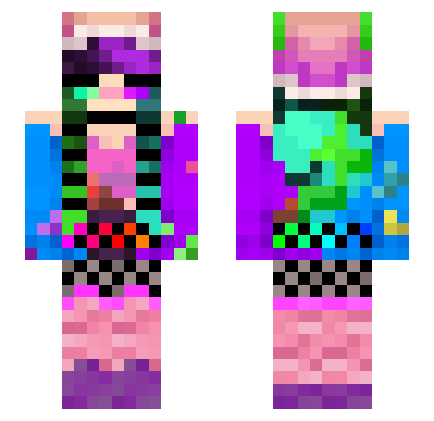 MrFluffleMuffin Minecraft skin, front and back view
