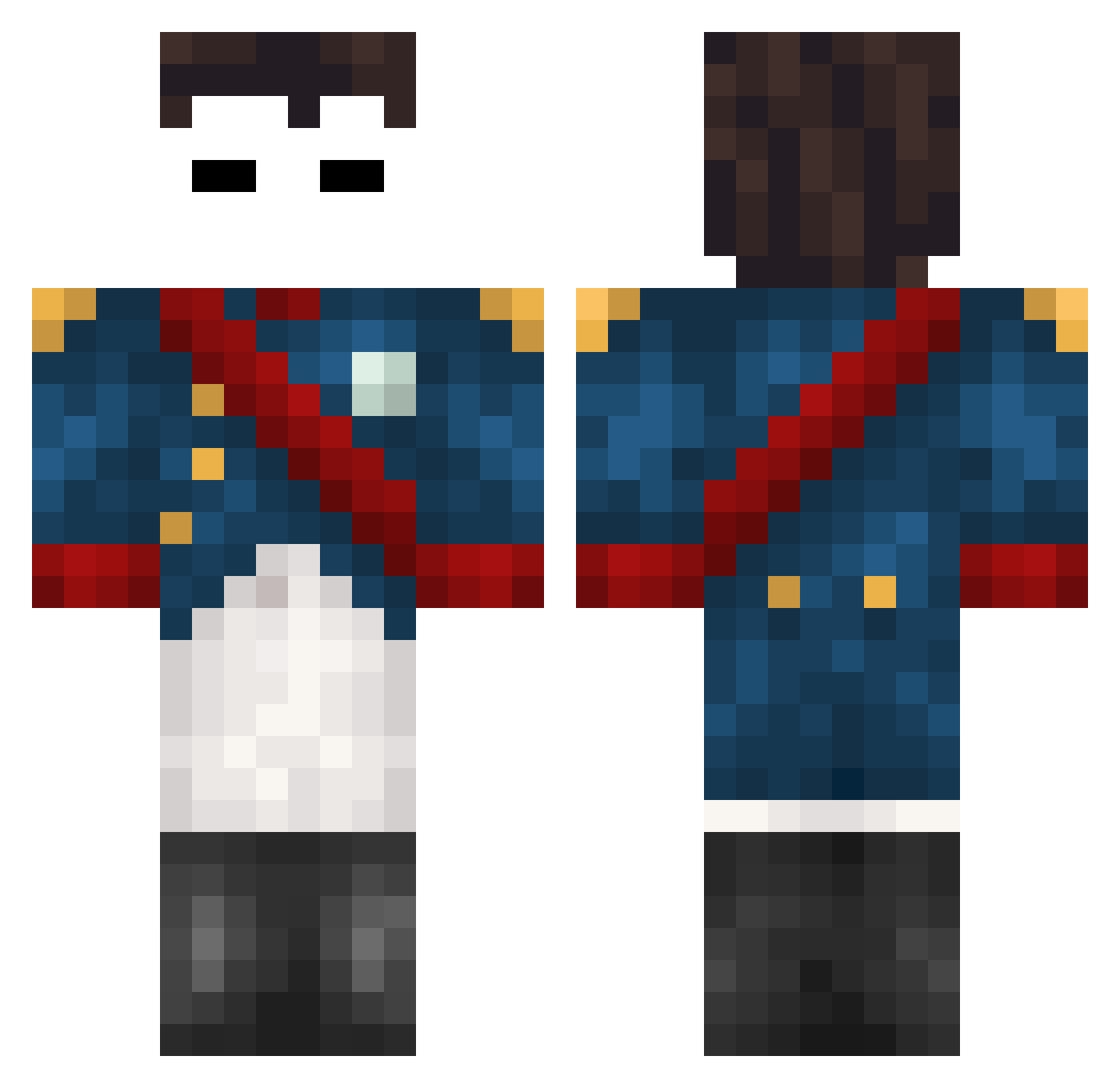 NapoleonVV Minecraft skin, front and back view