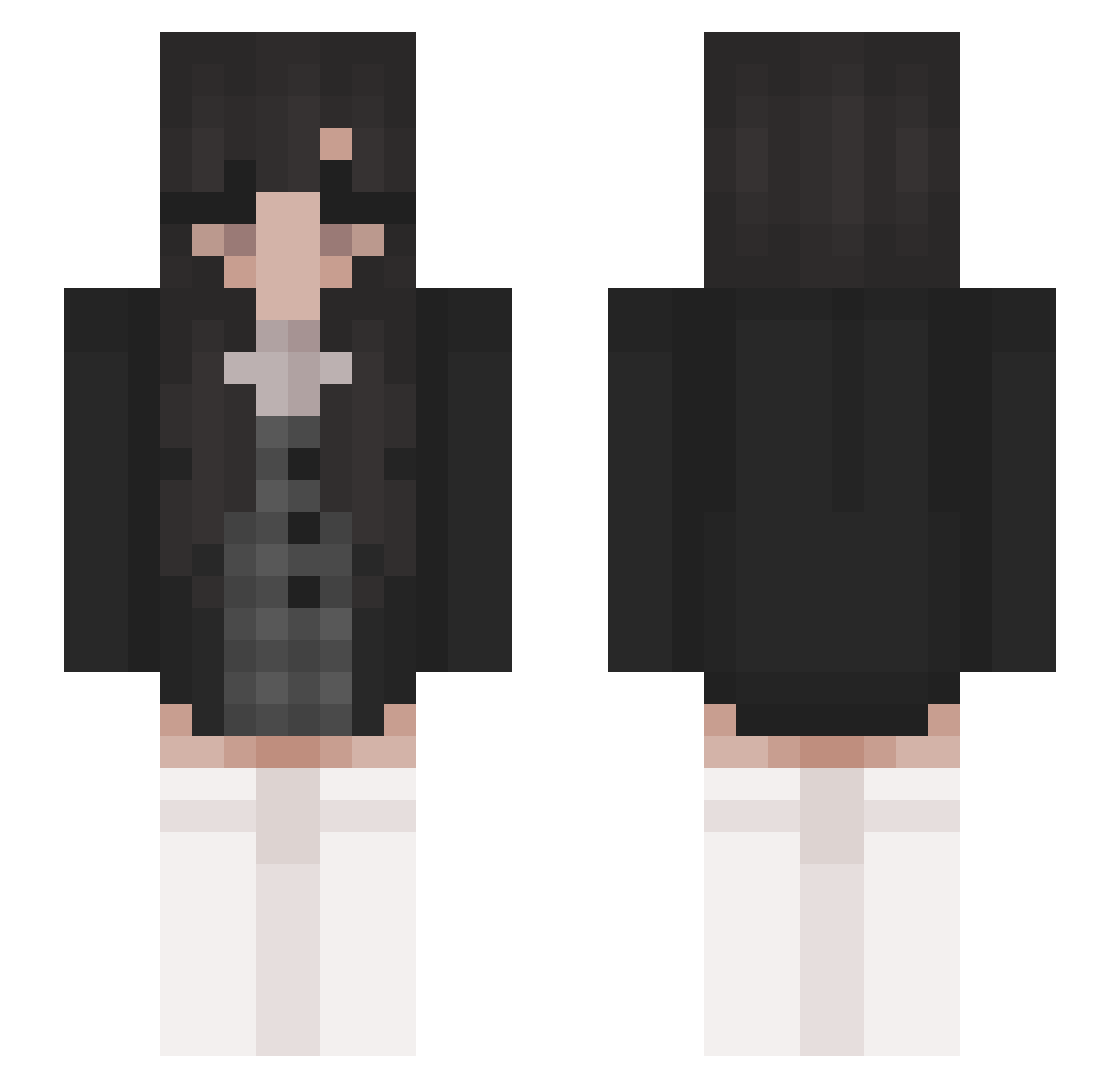 spiffystick Minecraft skin, front and back view