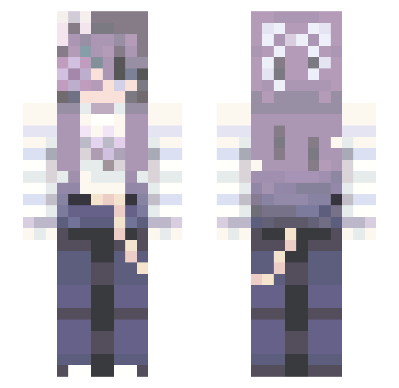 Zeetroys Minecraft skin, front and back view