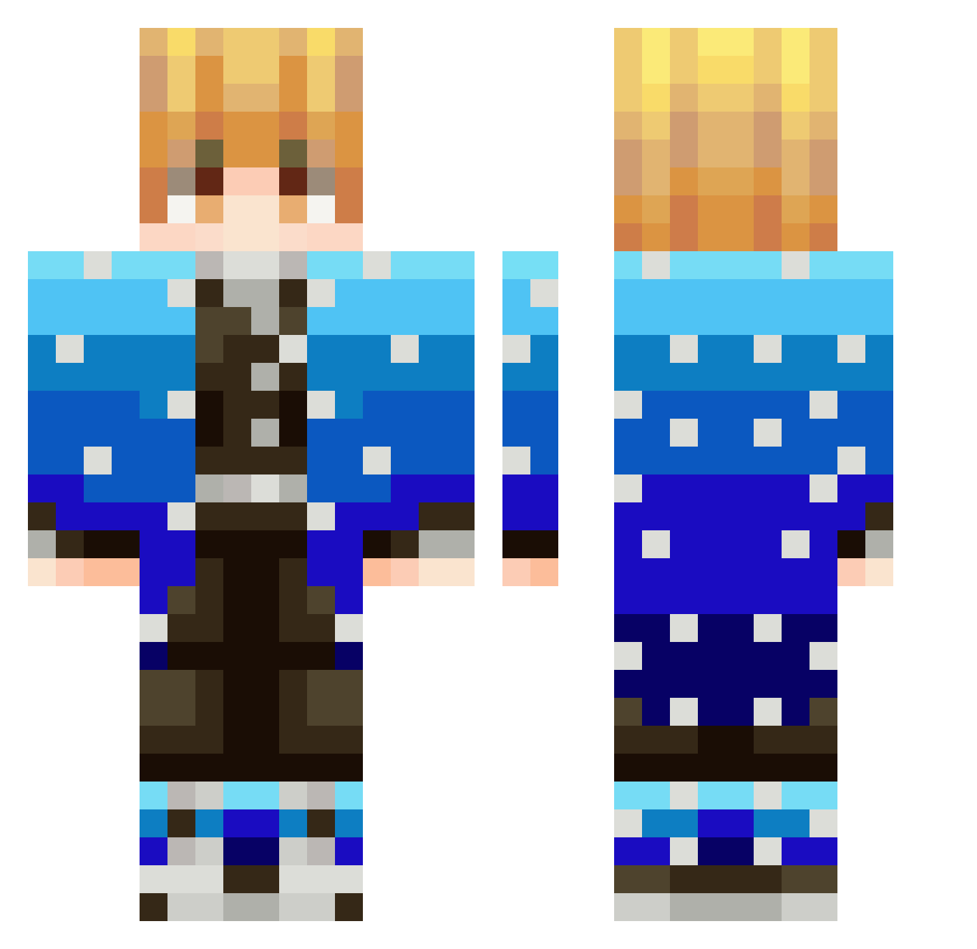 Wheelmaker Minecraft skin, front and back view