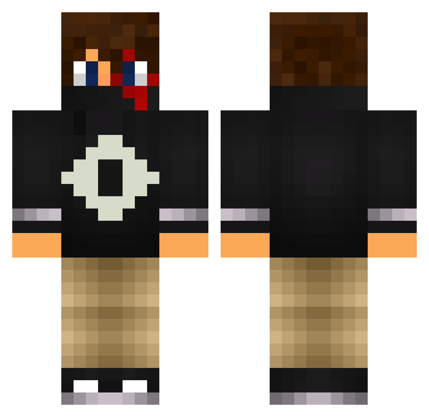 Subbed Minecraft skin, front and back view
