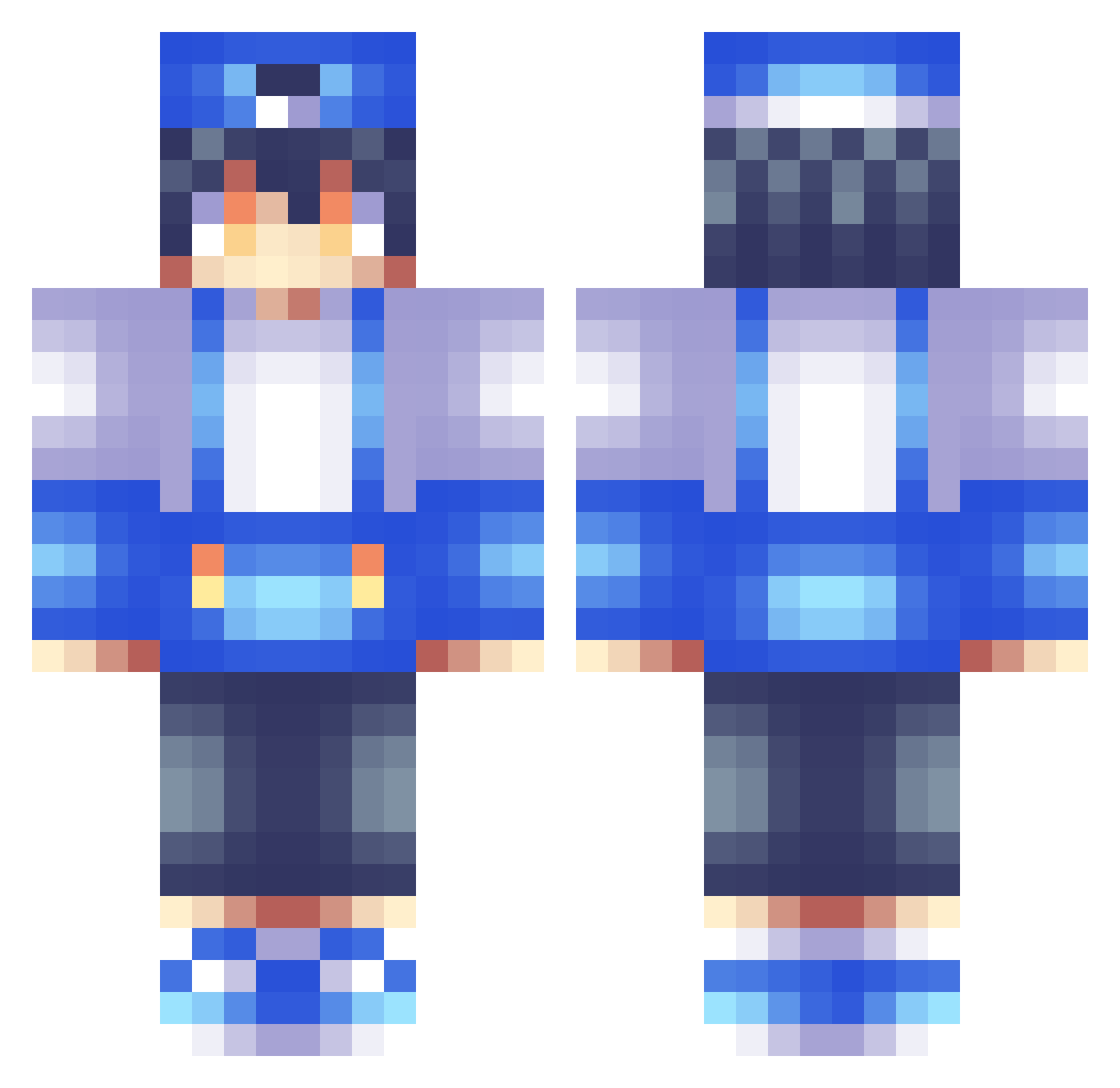 sahllzz Minecraft skin, front and back view