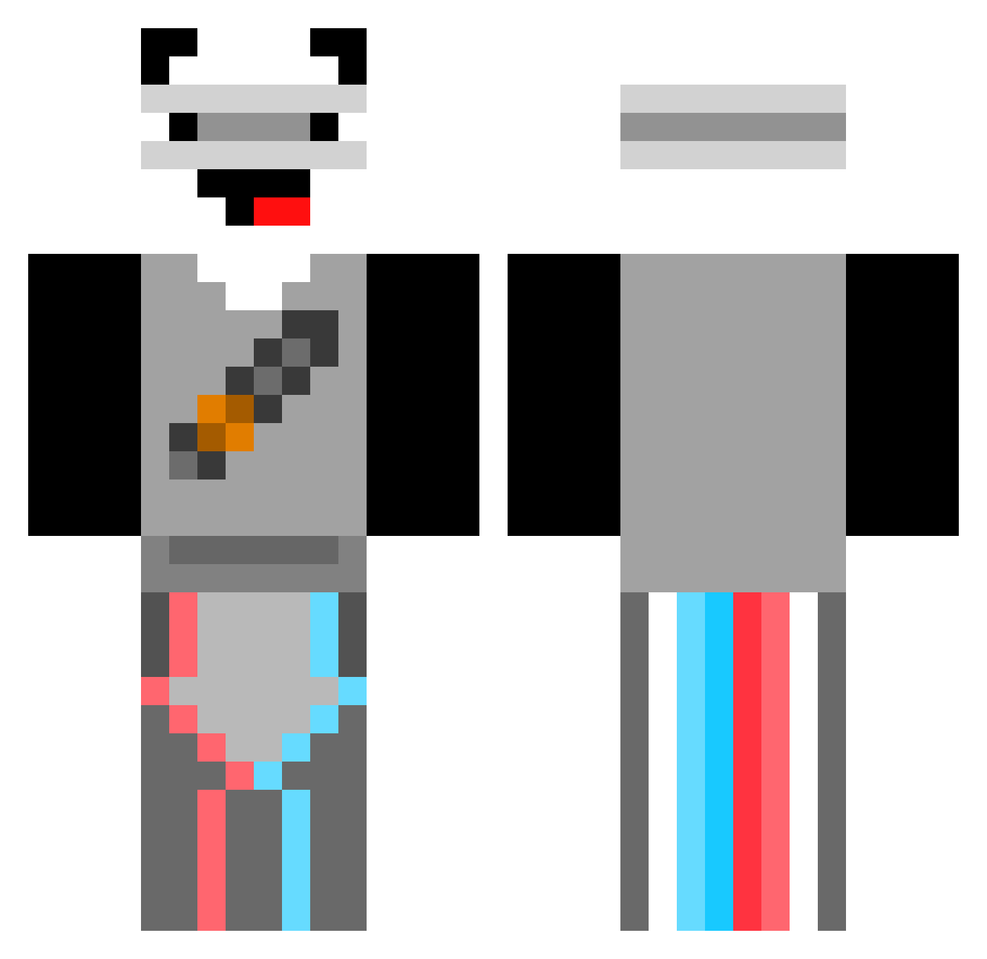 Rqzori Minecraft skin, front and back view