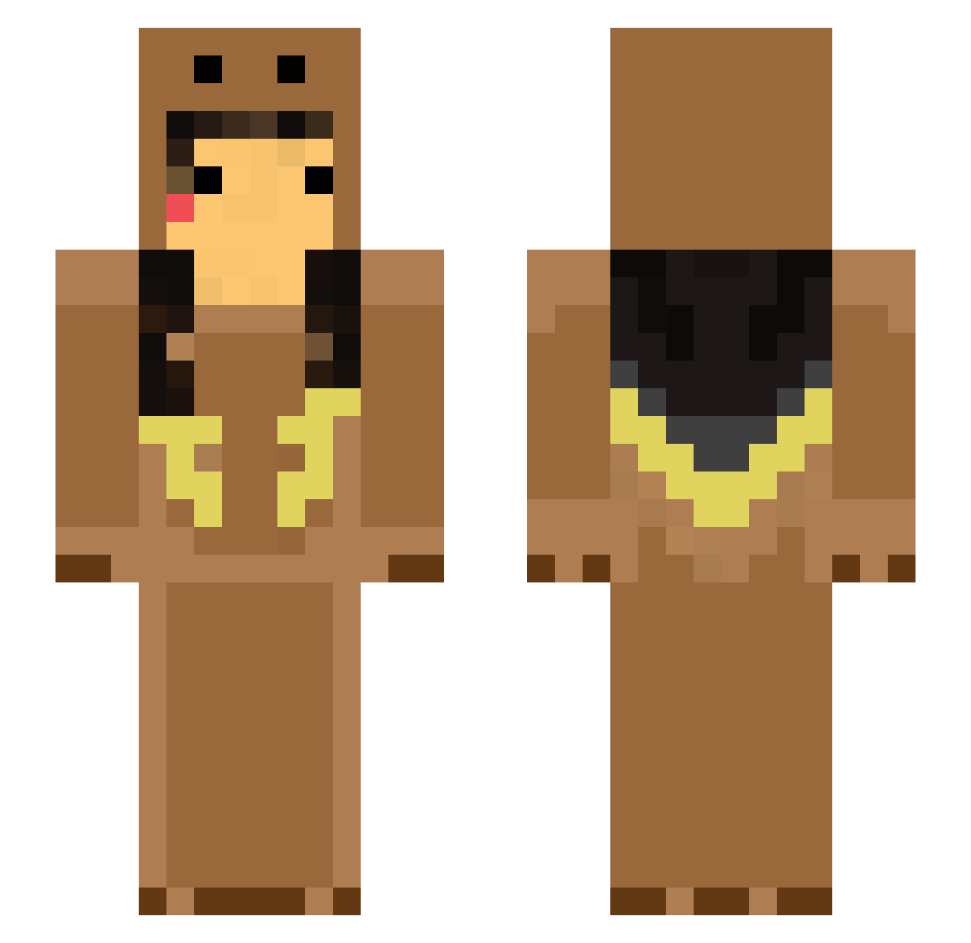 Flavor Minecraft skin, front and back view
