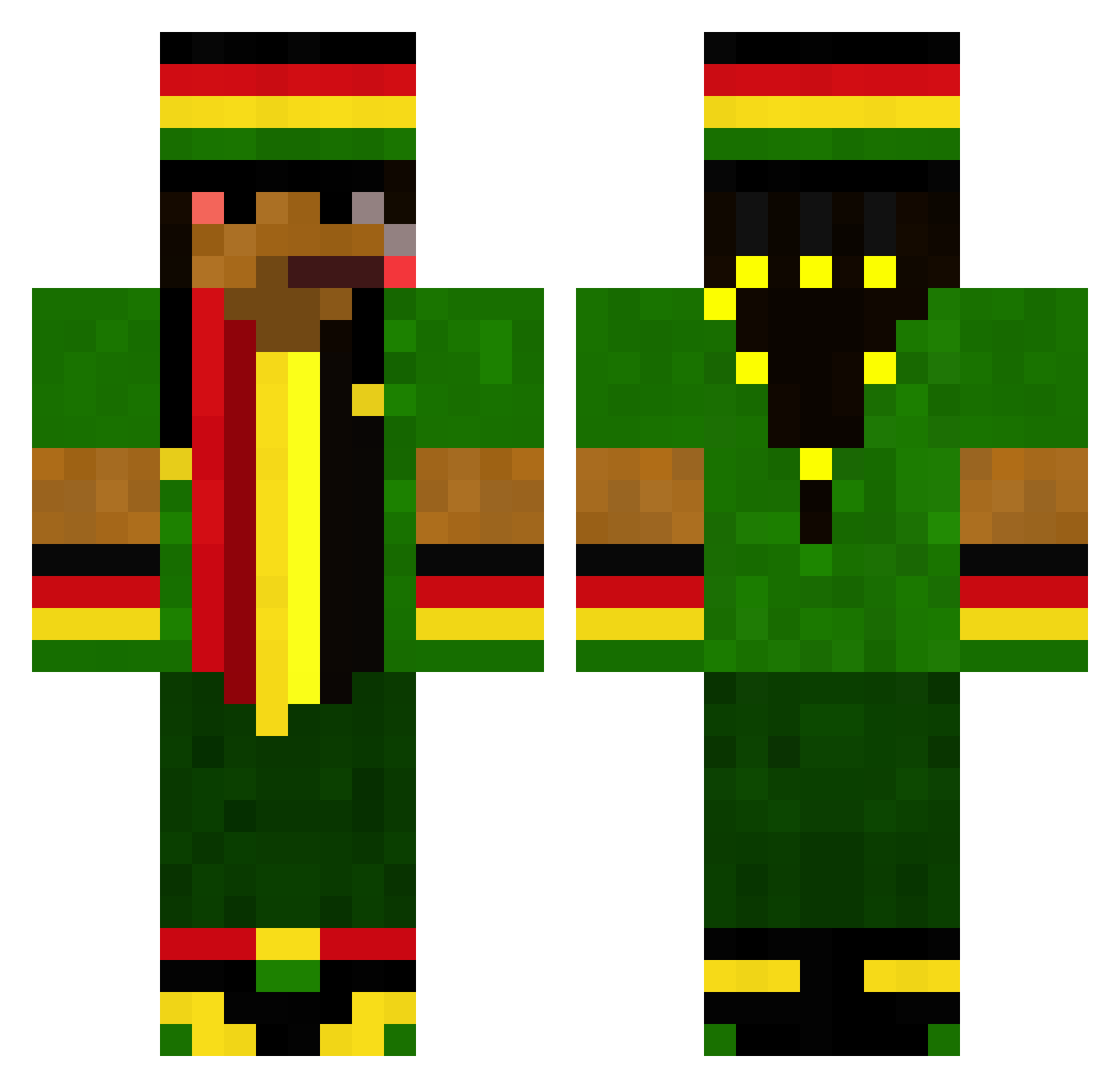 Peibol55 Minecraft skin, front and back view