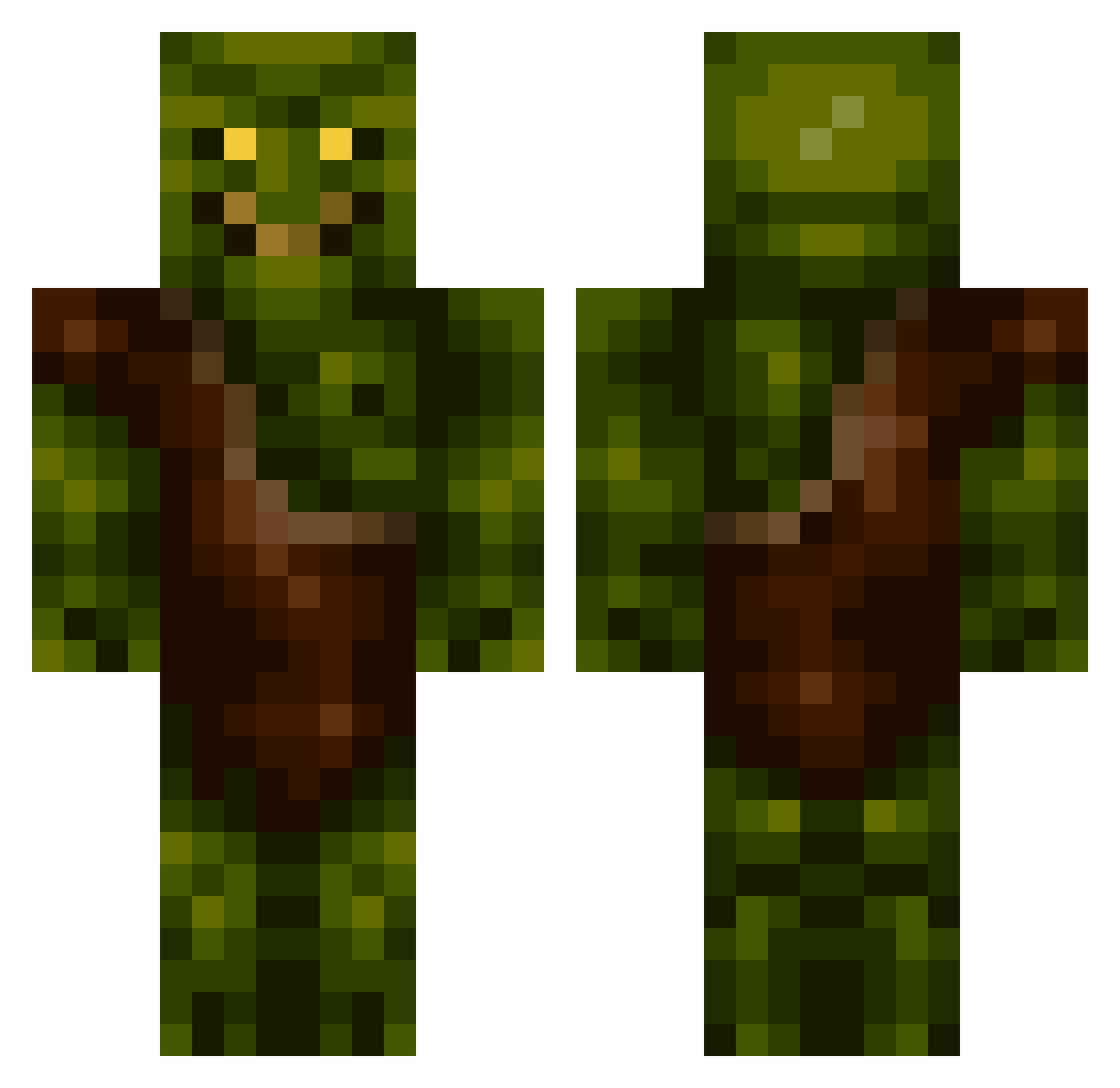 Robloziom Minecraft skin, front and back view