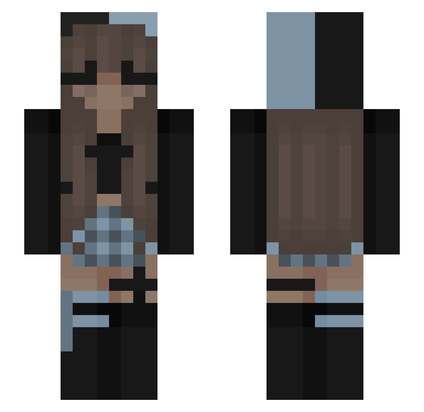 Stafftryhards Minecraft skin, front and back view