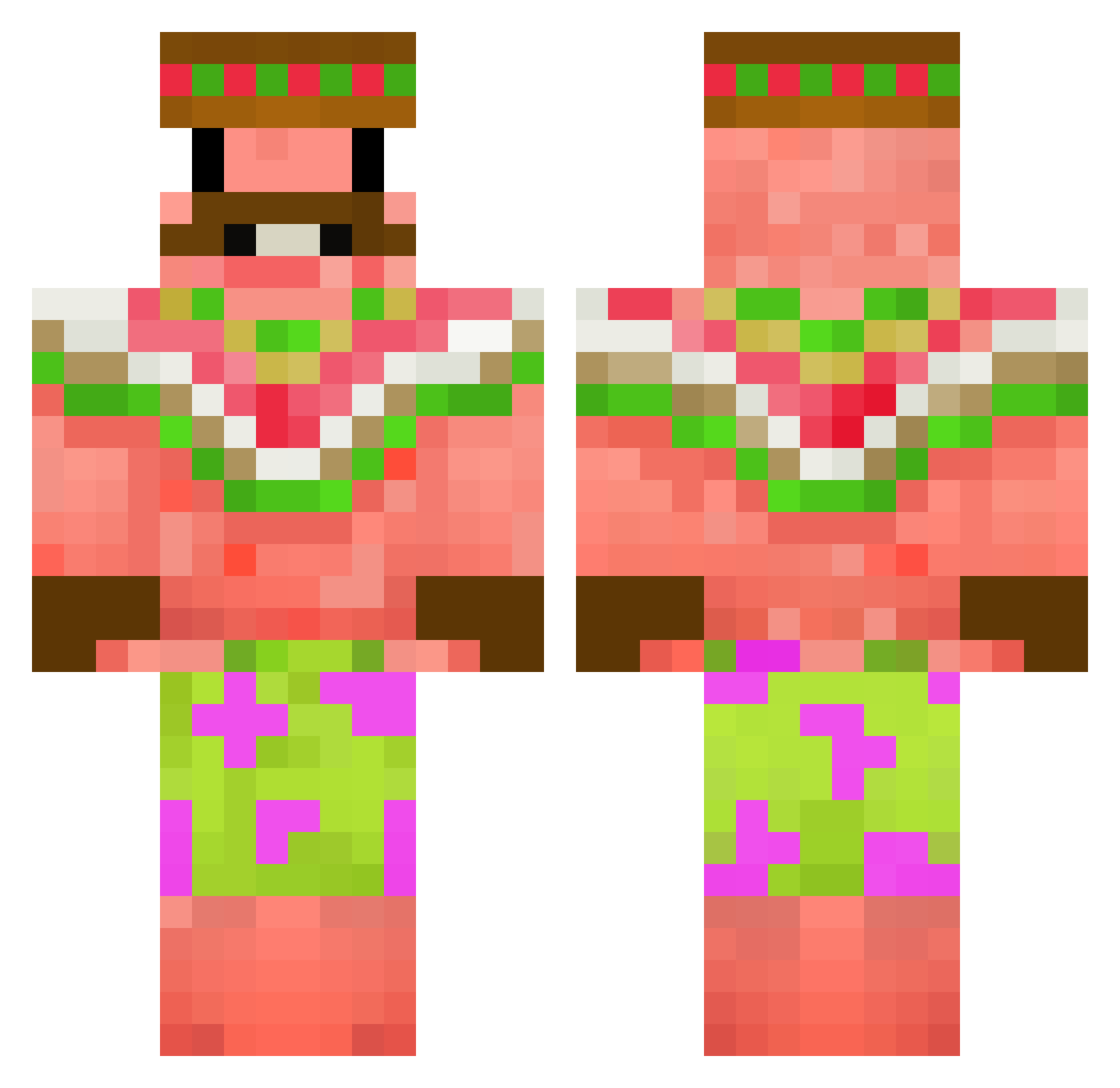Slamerpunch Minecraft skin, front and back view