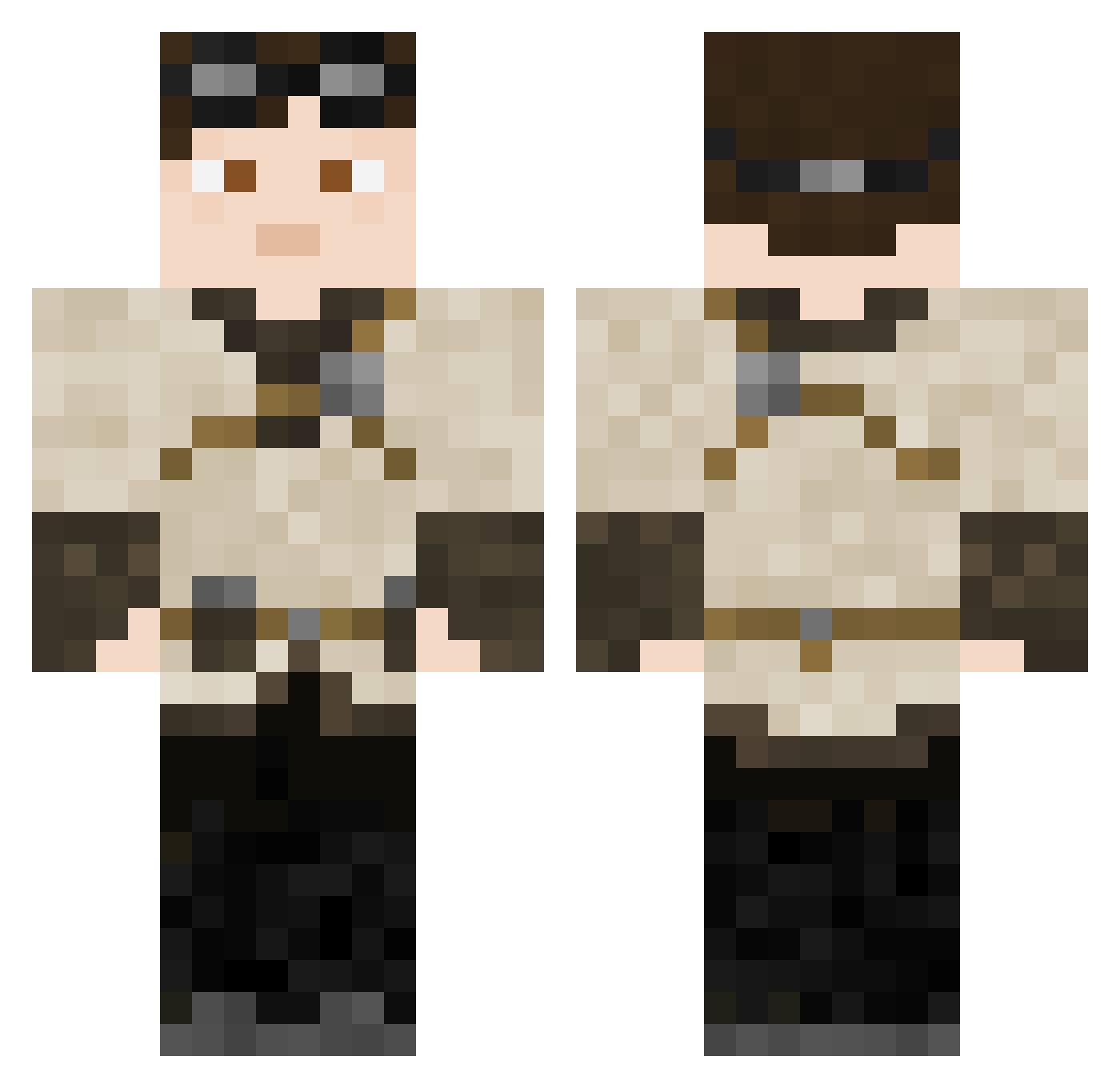 Cordis Minecraft skin, front and back view