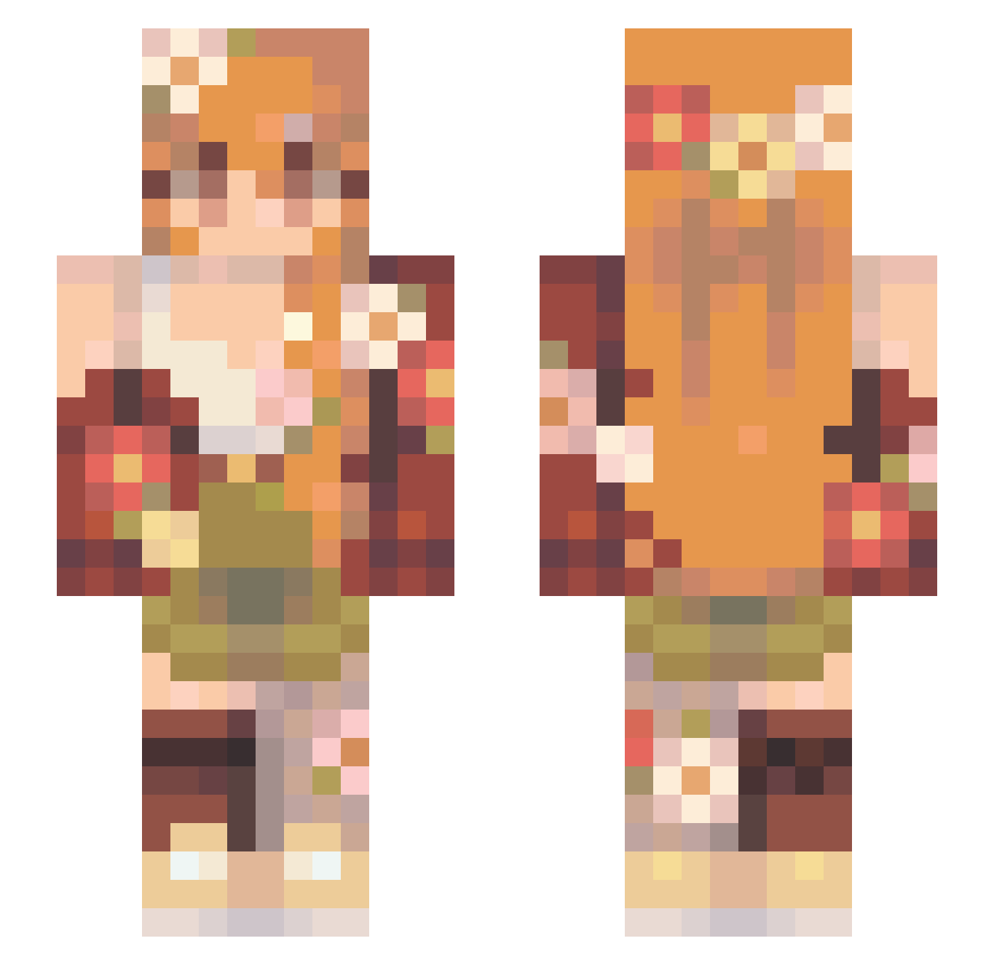 sunnelore Minecraft skin, front and back view