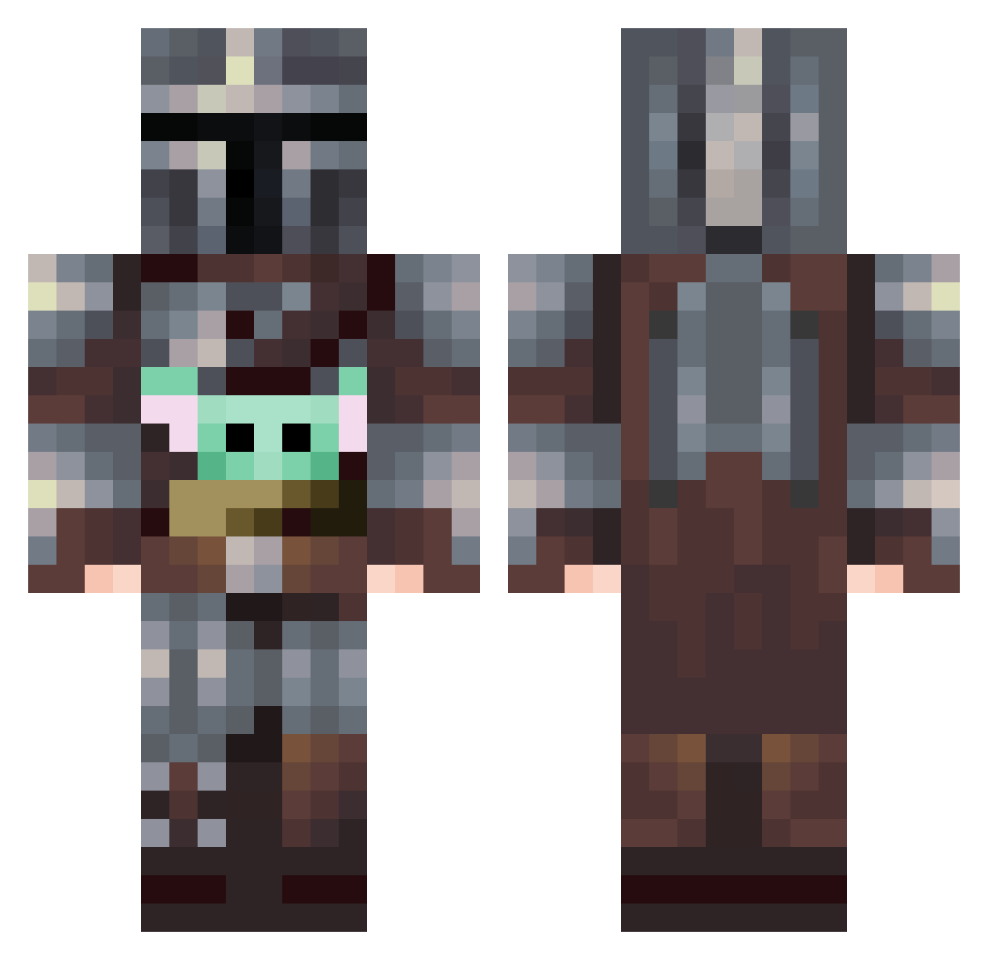 TakeIt Minecraft skin, front and back view