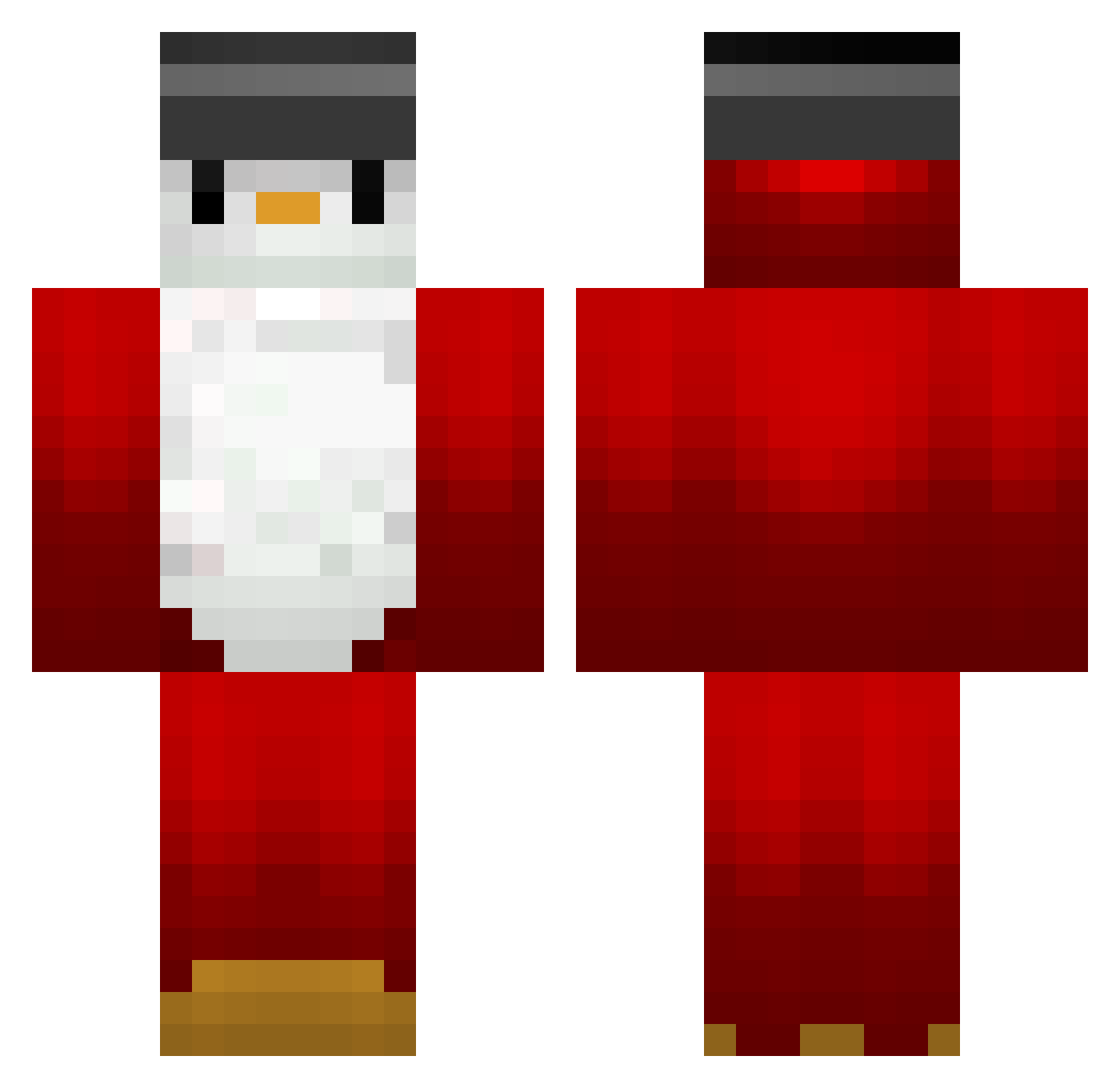 Raccoonr Minecraft skin, front and back view