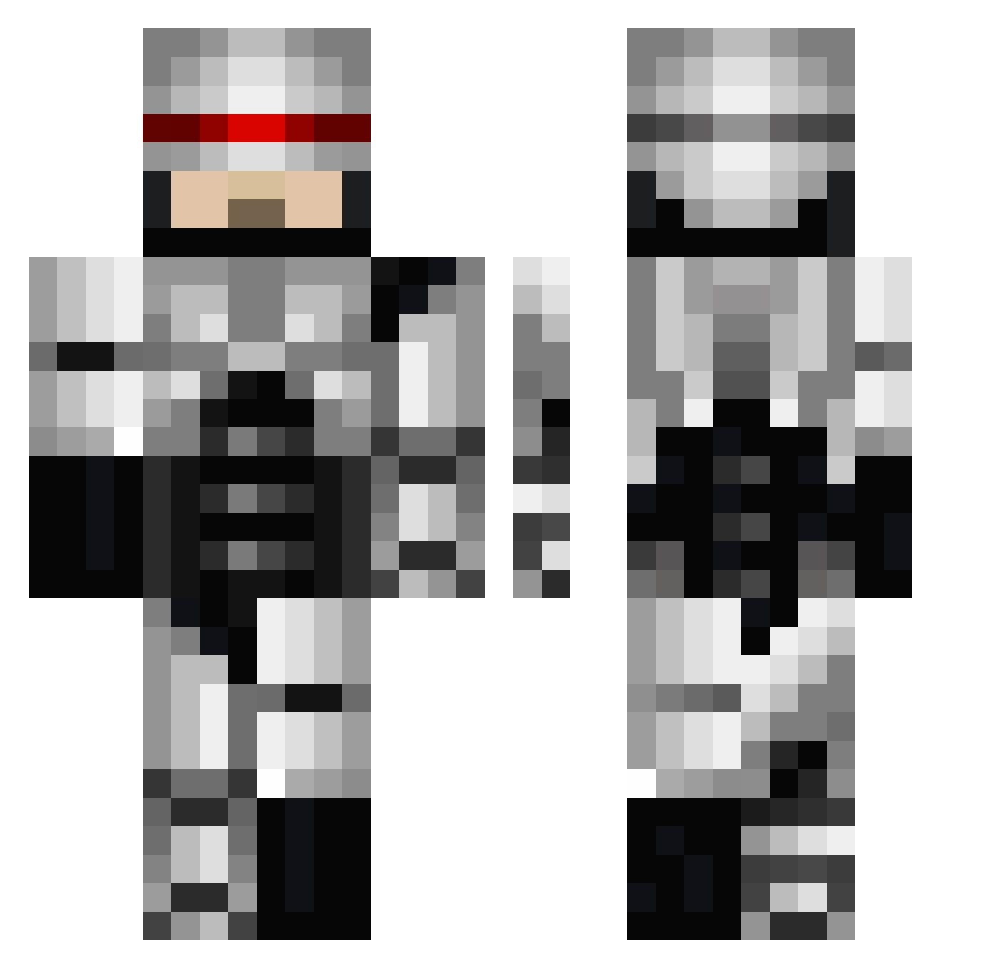 MrHeretic Minecraft skin, front and back view