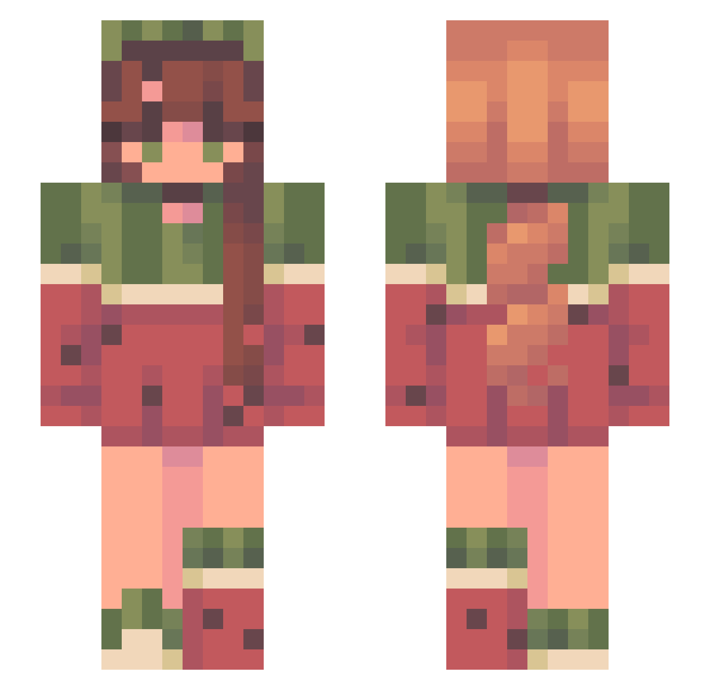 ___Watermelon__ Minecraft skin, front and back view