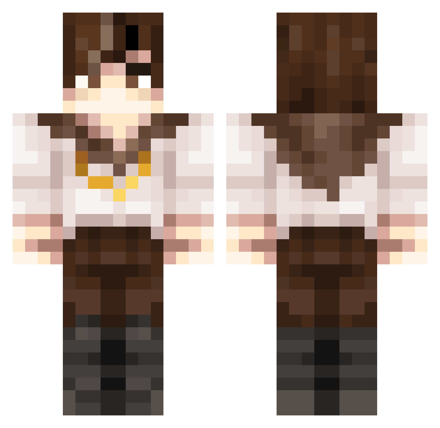 GLXY_Crow Minecraft skin, front and back view
