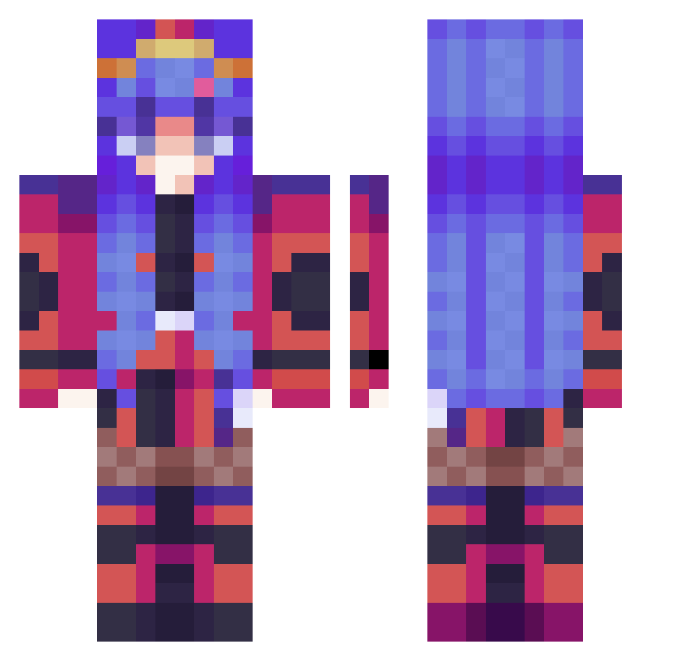 Tarikx Minecraft skin, front and back view