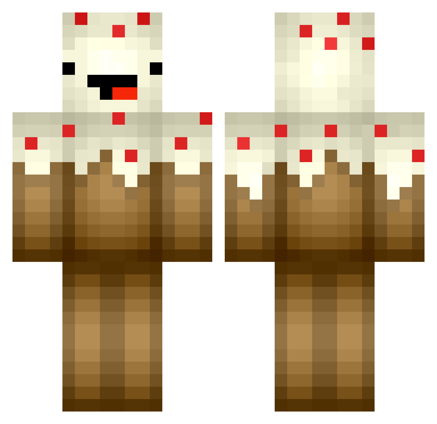 fakecakes Minecraft skin, front and back view