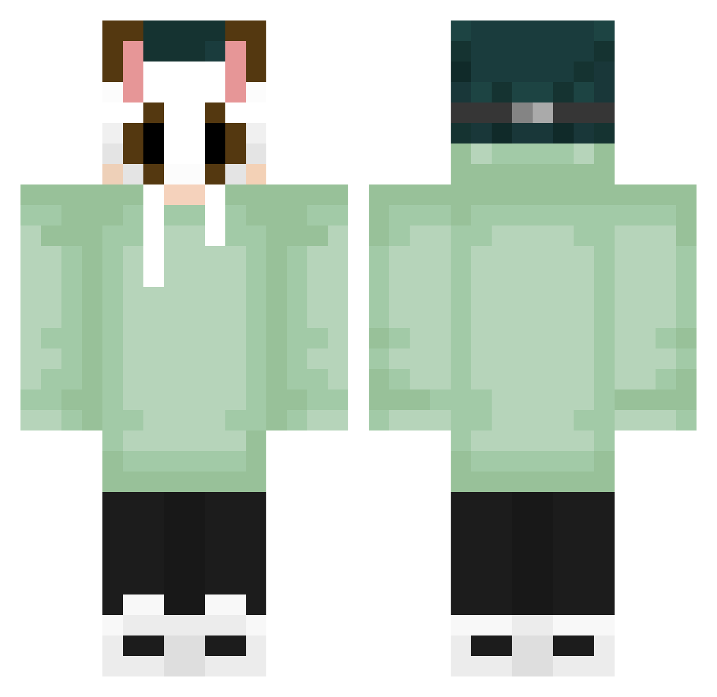StaticJerry Minecraft skin, front and back view