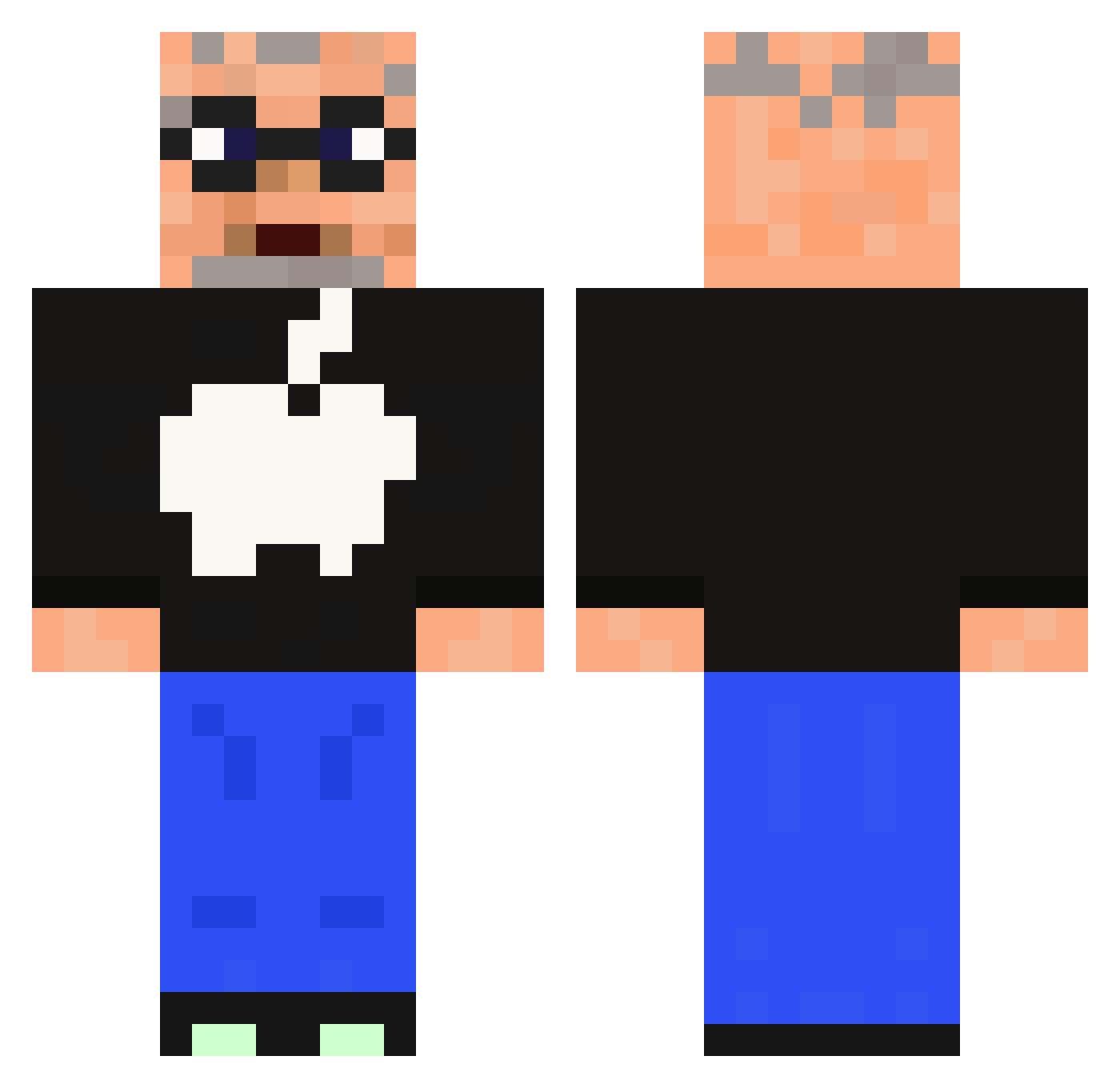 Roky Minecraft skin, front and back view