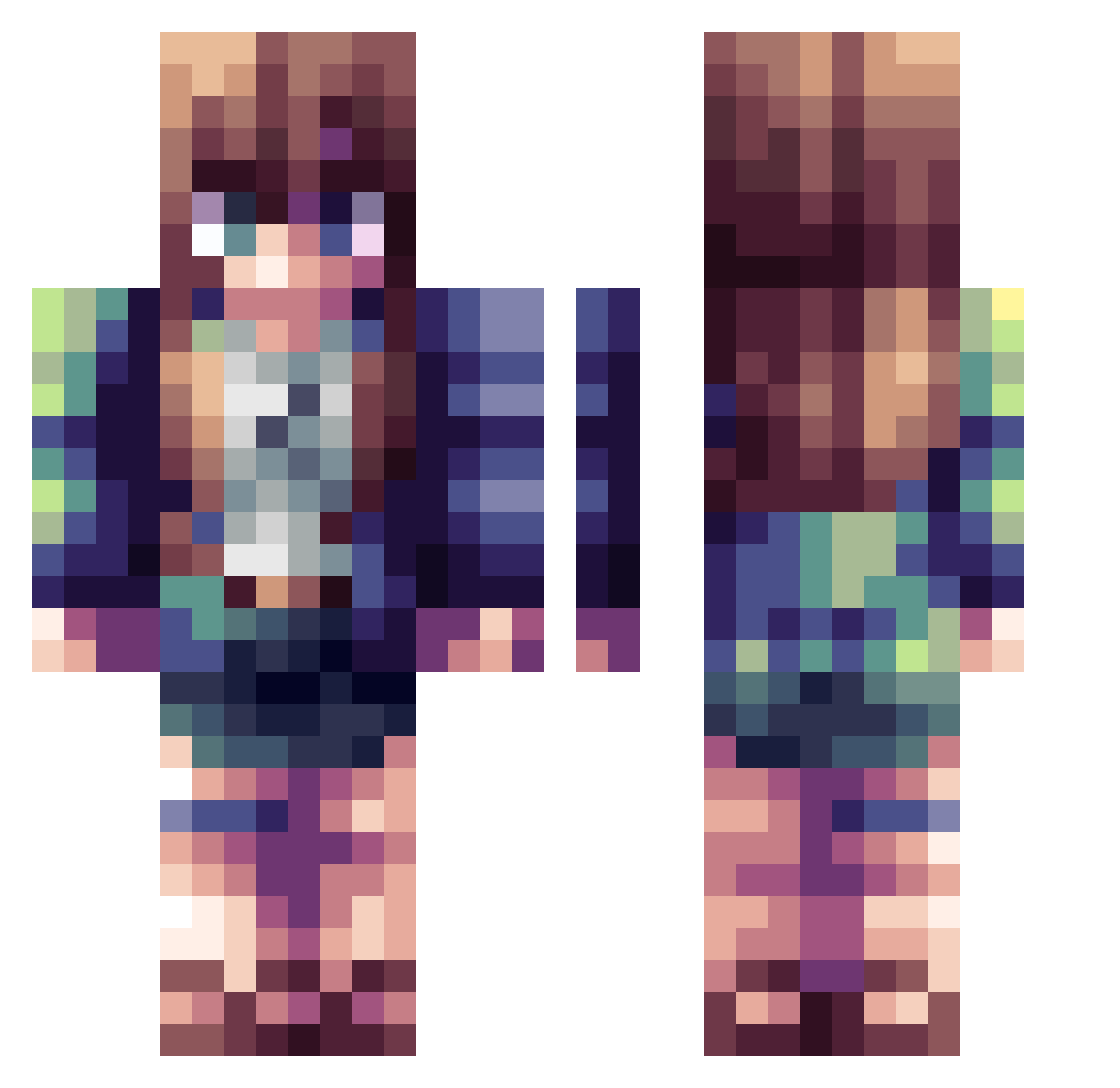 Apymaster Minecraft skin, front and back view