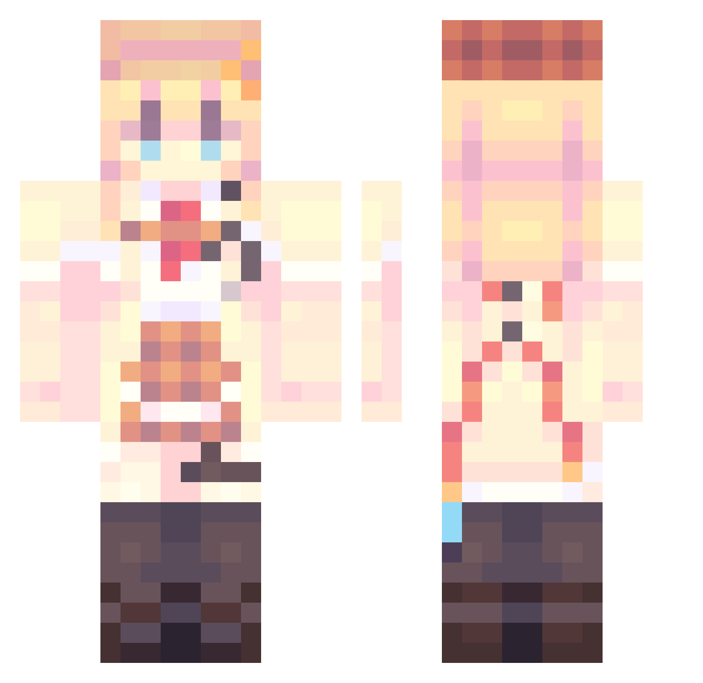 GawrWatson Minecraft skin, front and back view