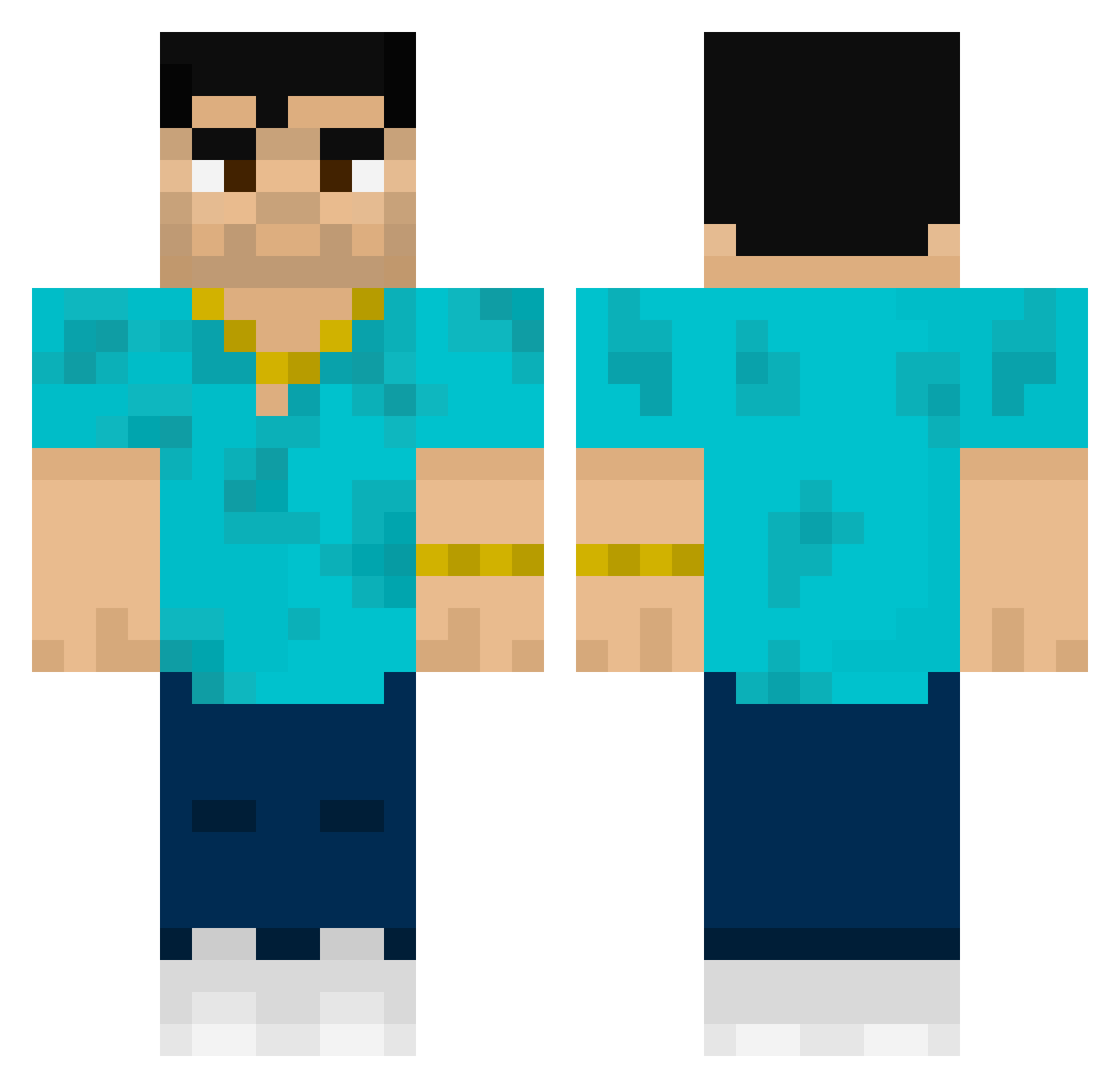Pinkpoon Minecraft skin, front and back view