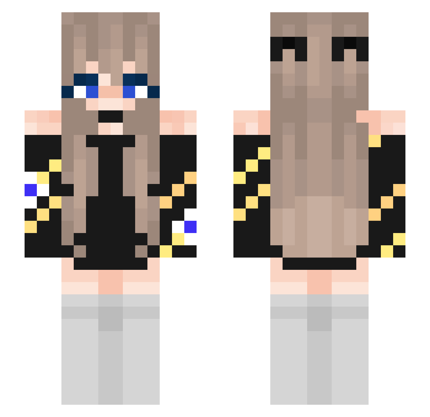 bunyipbee Minecraft skin, front and back view