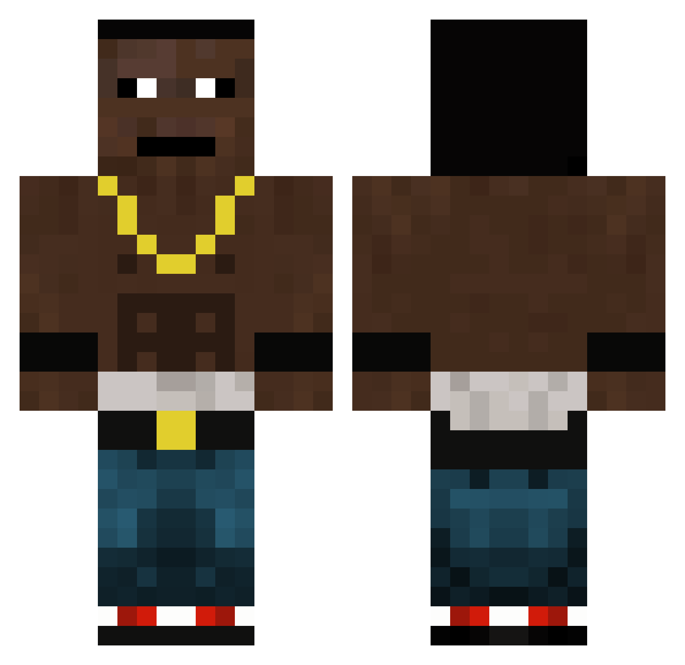 GameFun3 Minecraft skin, front and back view