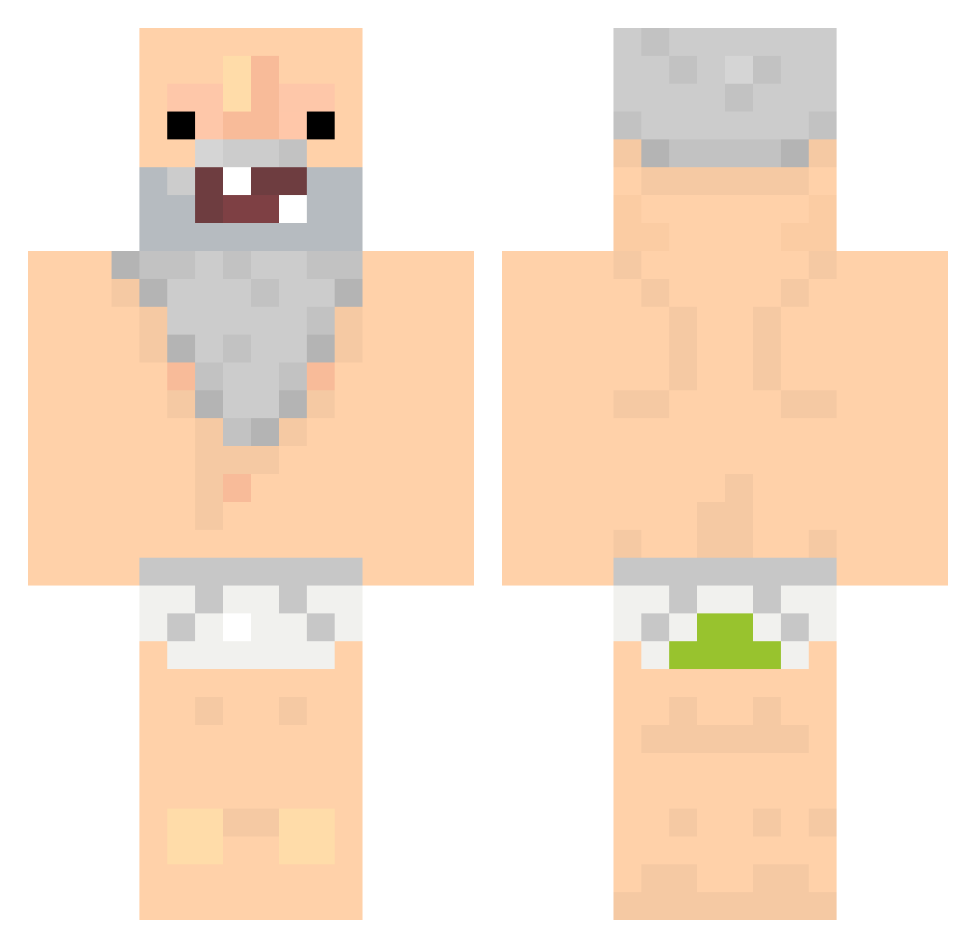 TrashLTE Minecraft skin, front and back view