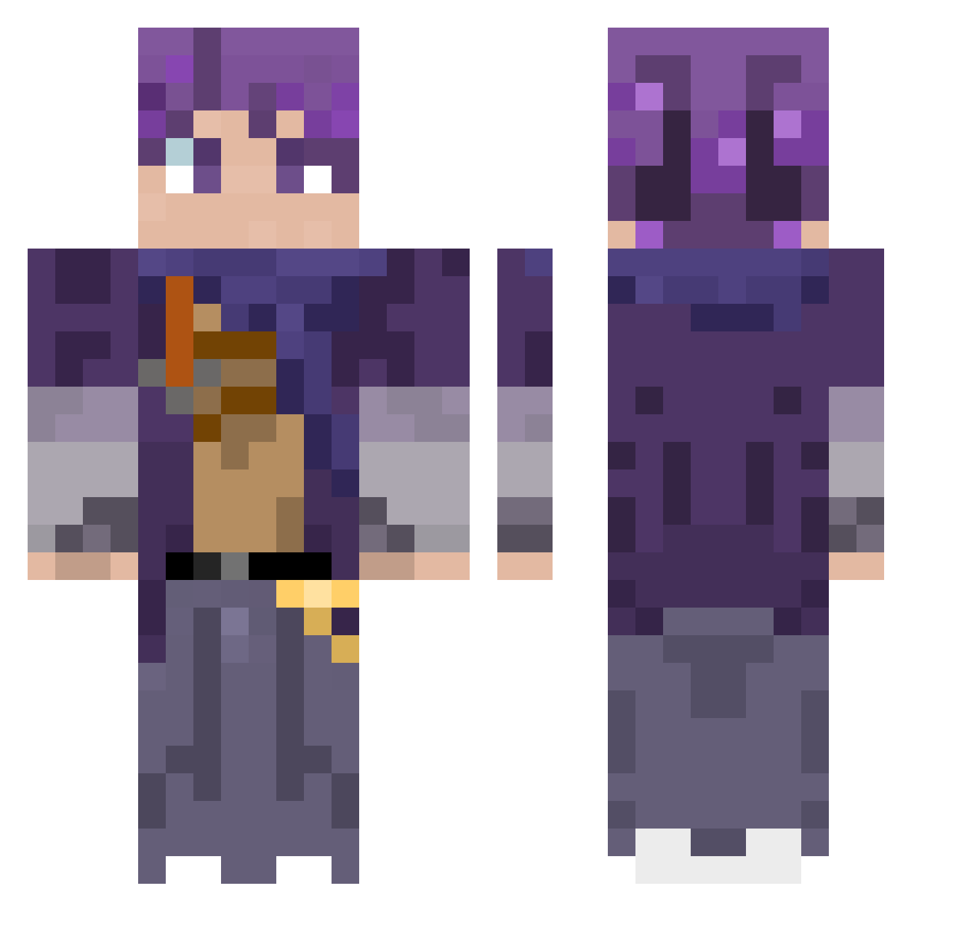 QuietShadow233 Minecraft skin, front and back view