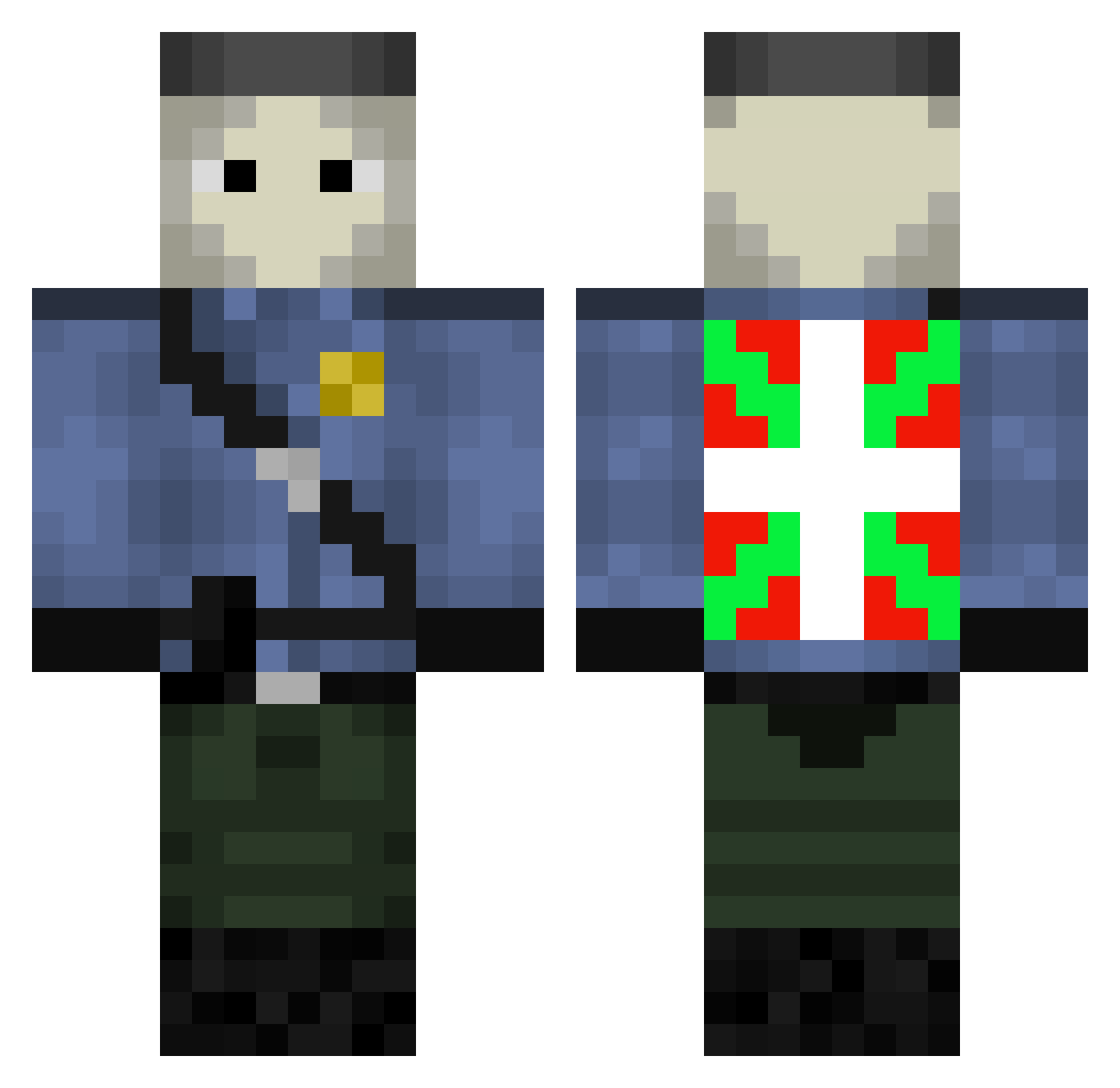 ImDishu Minecraft skin, front and back view