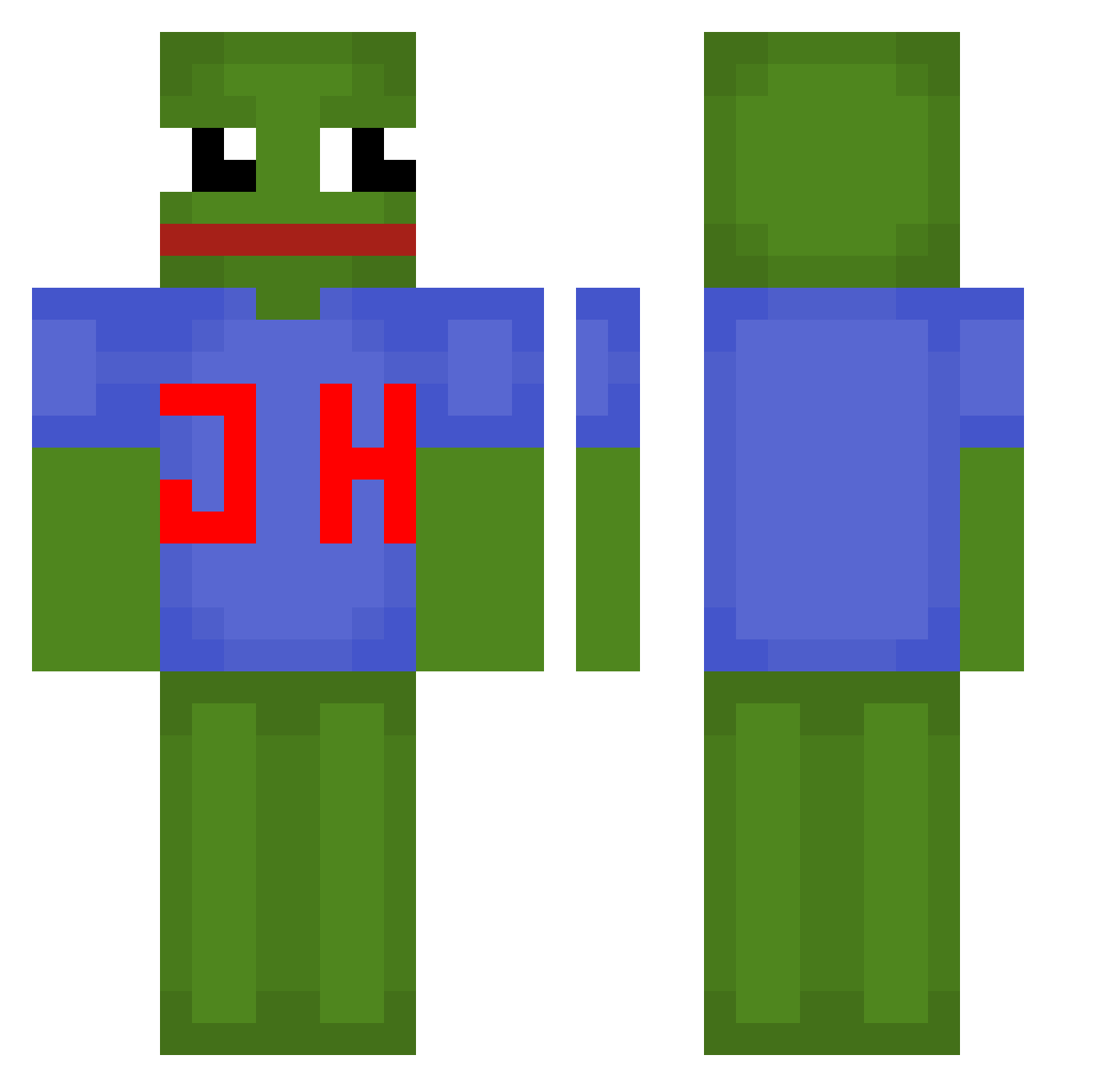 WaffleD Minecraft skin, front and back view