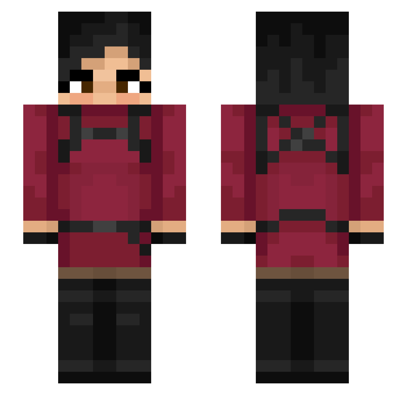 Hukada_Eimi Minecraft skin, front and back view