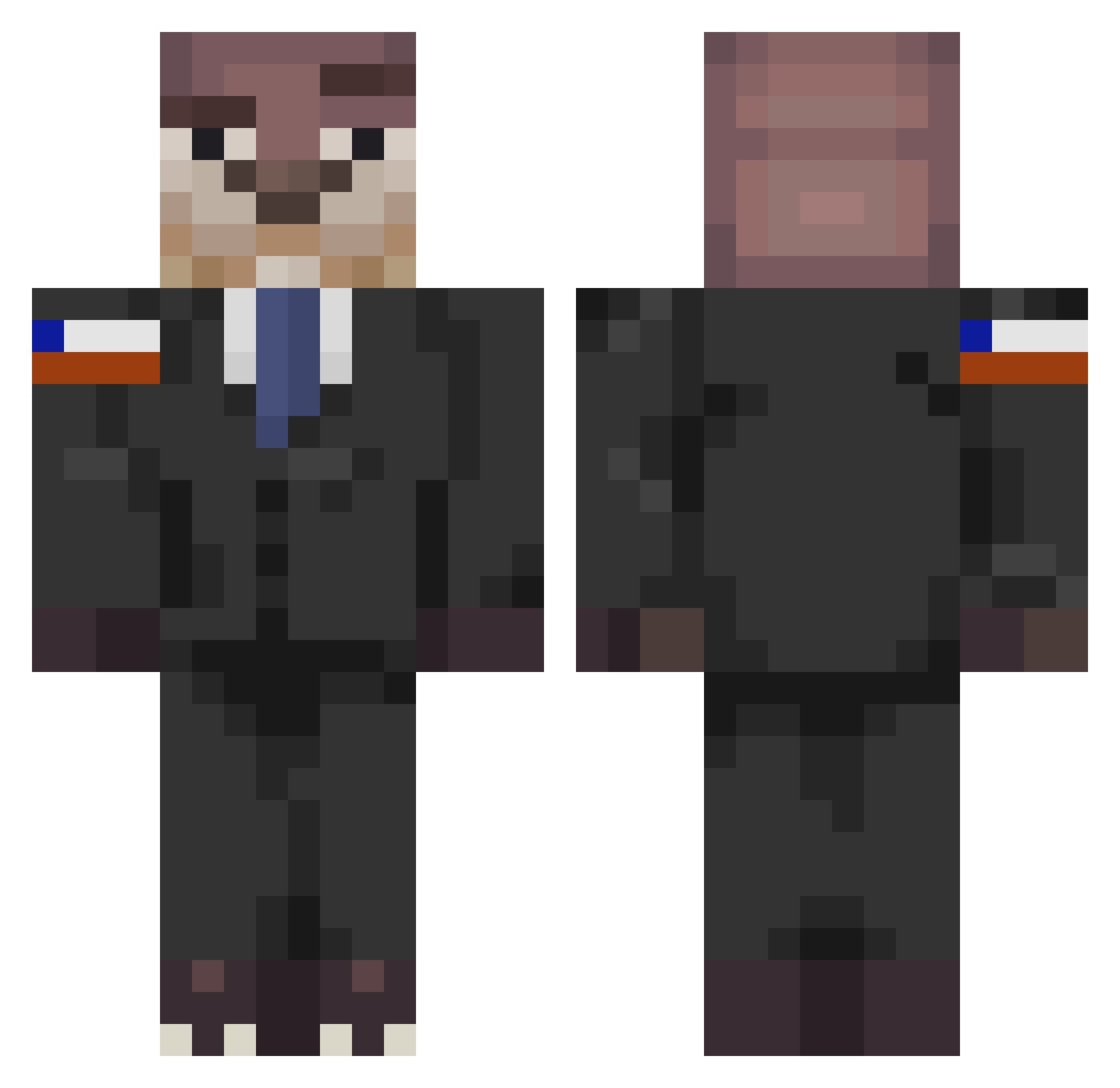sozzin Minecraft skin, front and back view