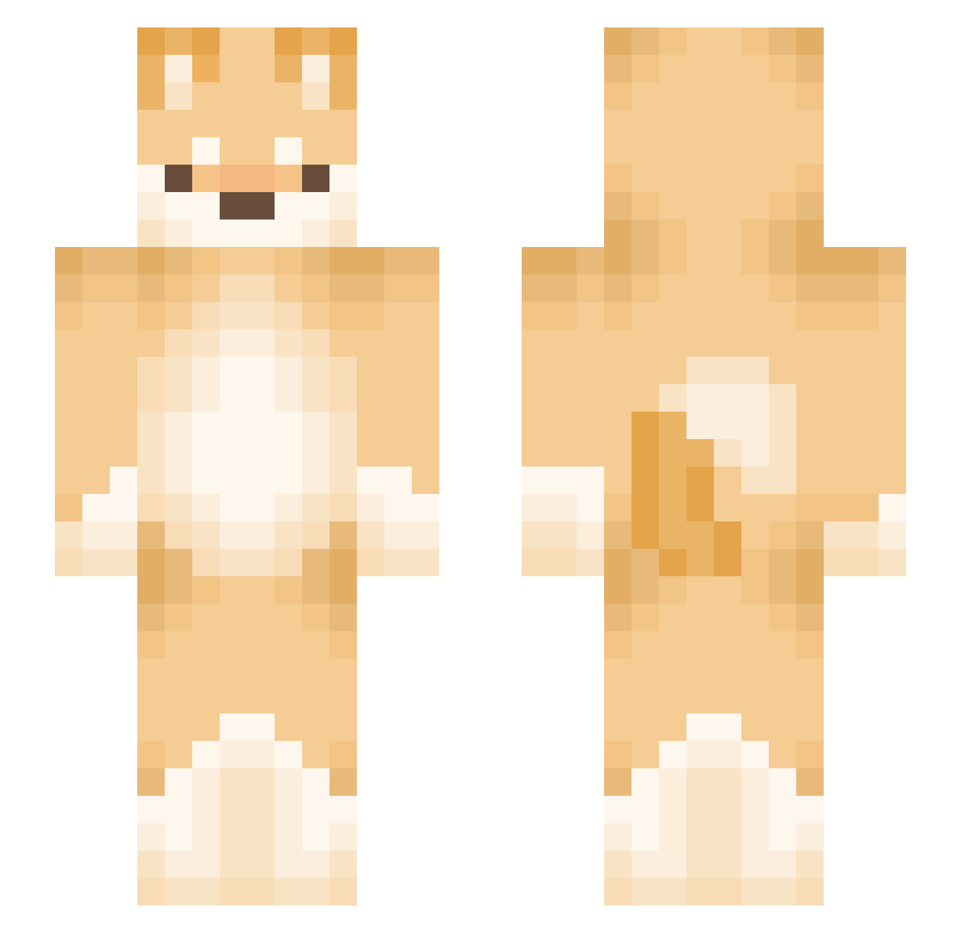 RunningShibu Minecraft skin, front and back view