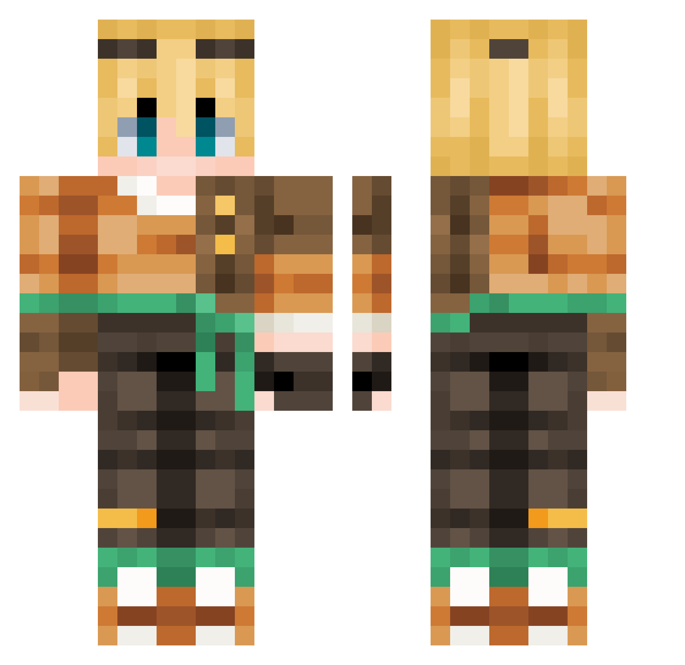 teechlycraft9 Minecraft skin, front and back view