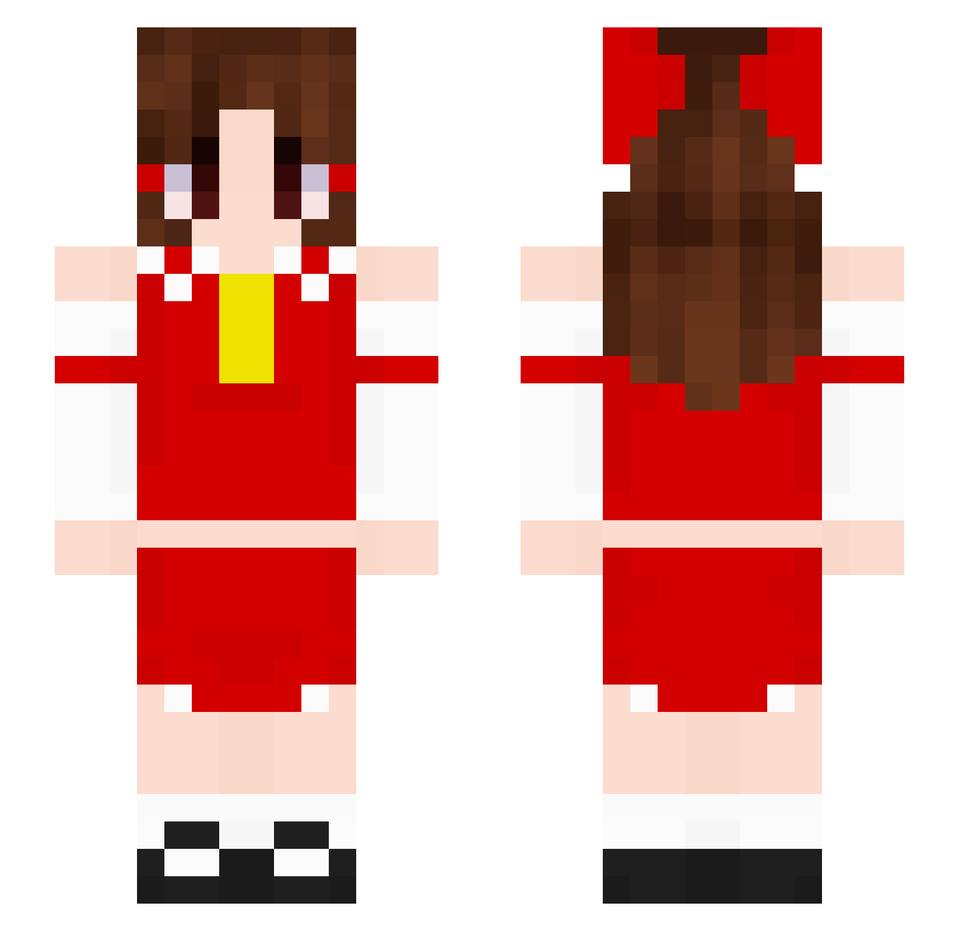 unchinoko Minecraft skin, front and back view