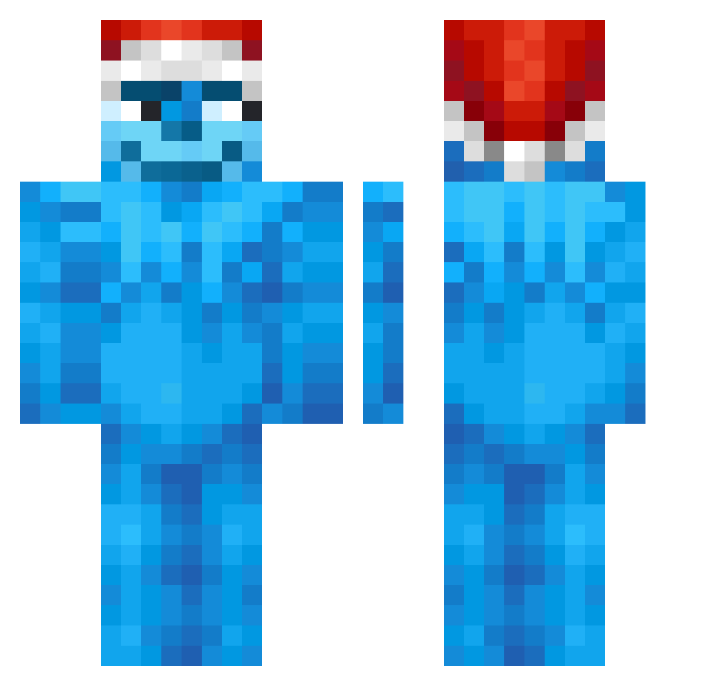 Borderlines Minecraft skin, front and back view