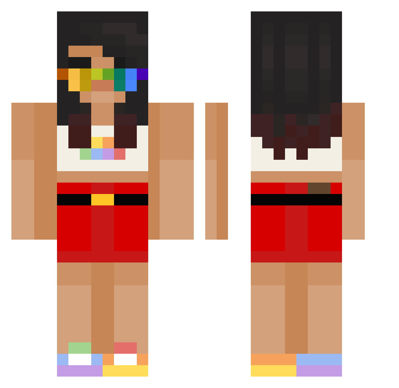 DarkQ33n Minecraft skin, front and back view