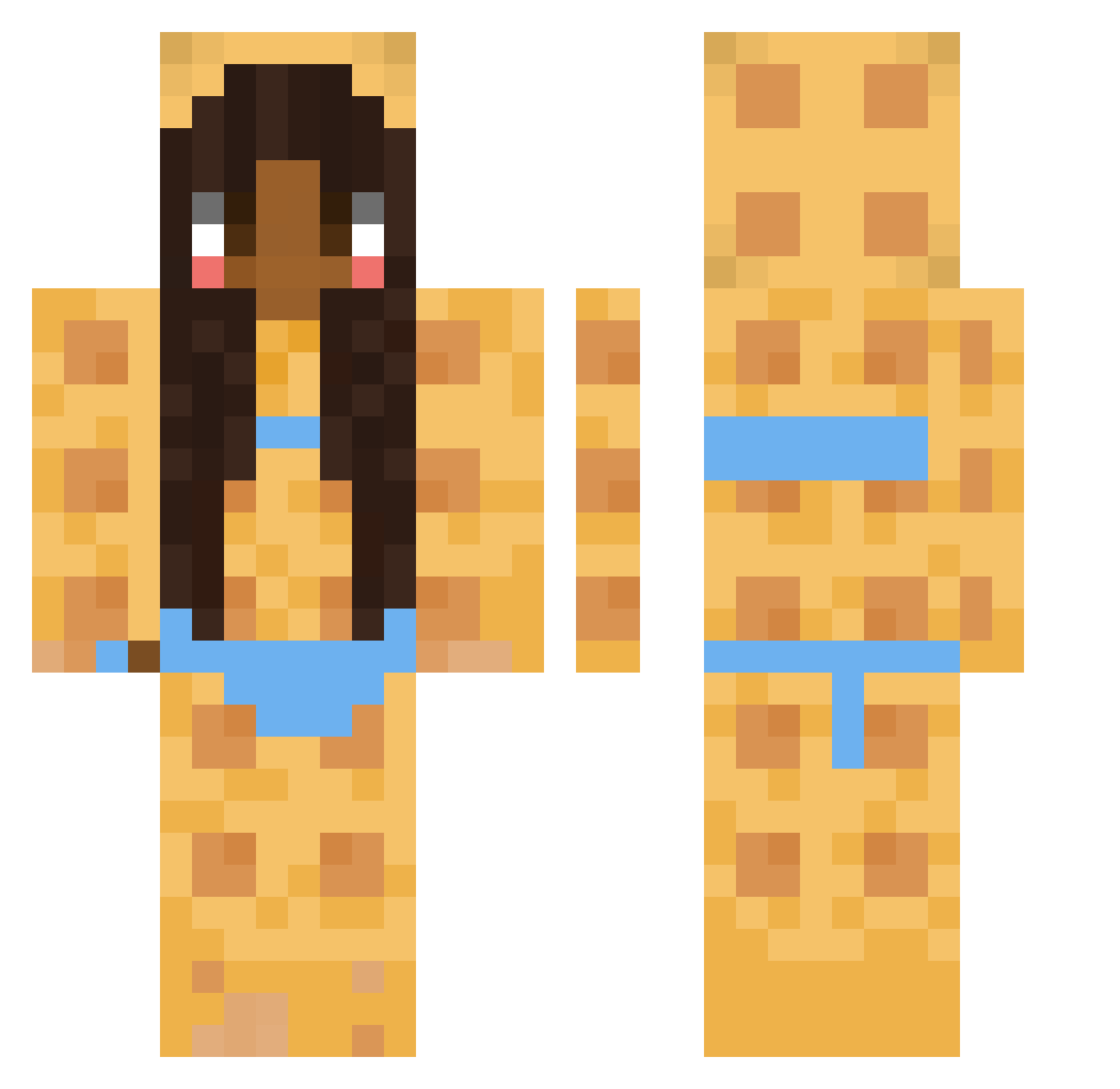 BaByBluWaffles Minecraft skin, front and back view