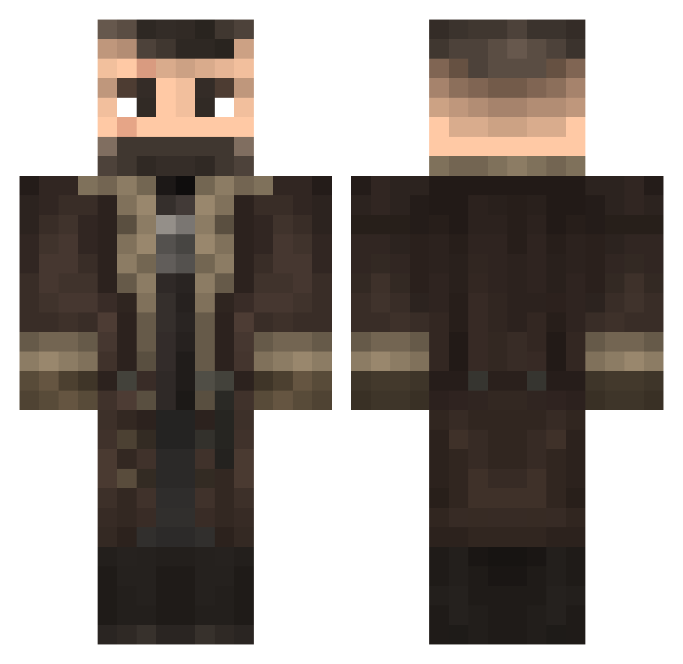 PozyPD Minecraft skin, front and back view